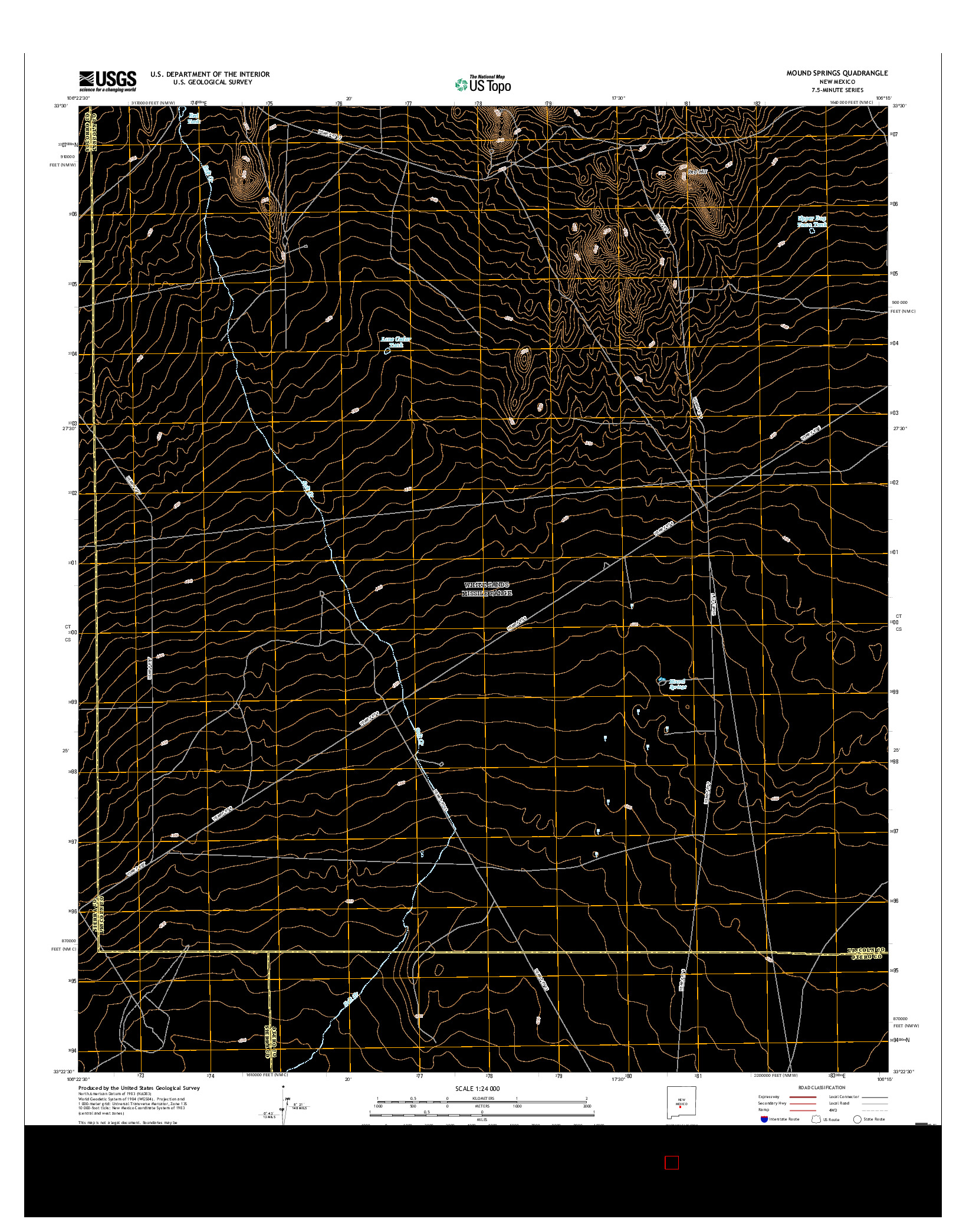 USGS US TOPO 7.5-MINUTE MAP FOR MOUND SPRINGS, NM 2017