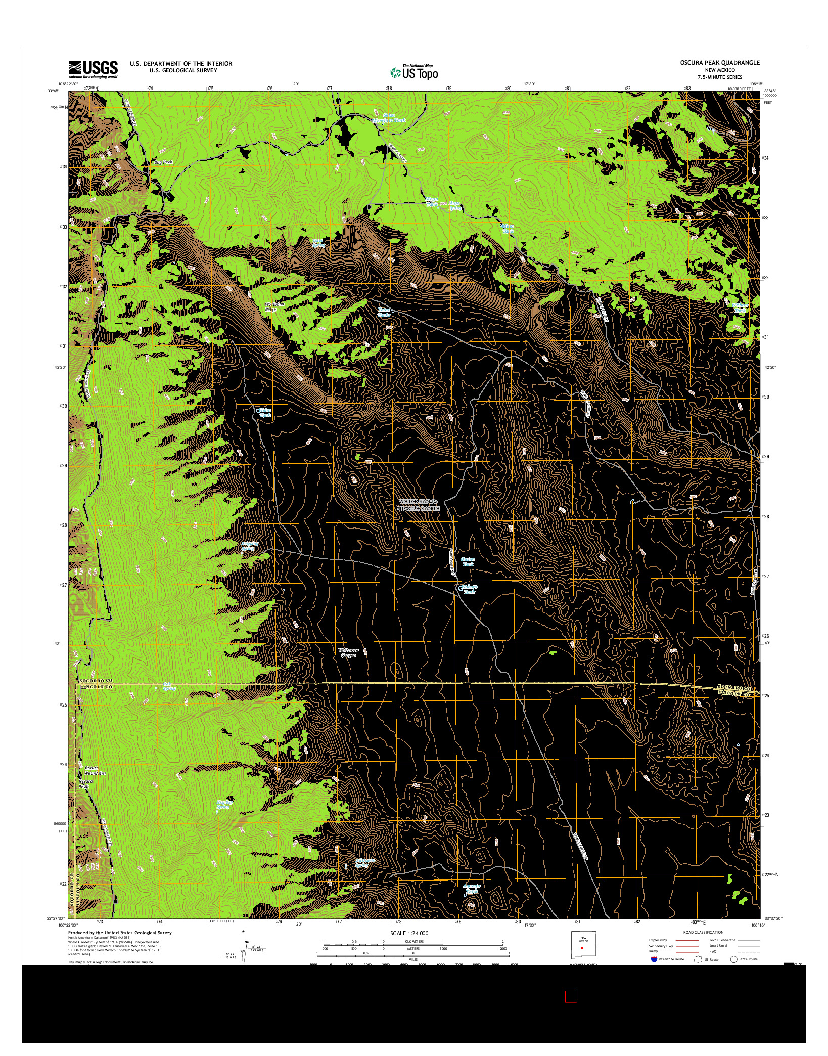 USGS US TOPO 7.5-MINUTE MAP FOR OSCURA PEAK, NM 2017