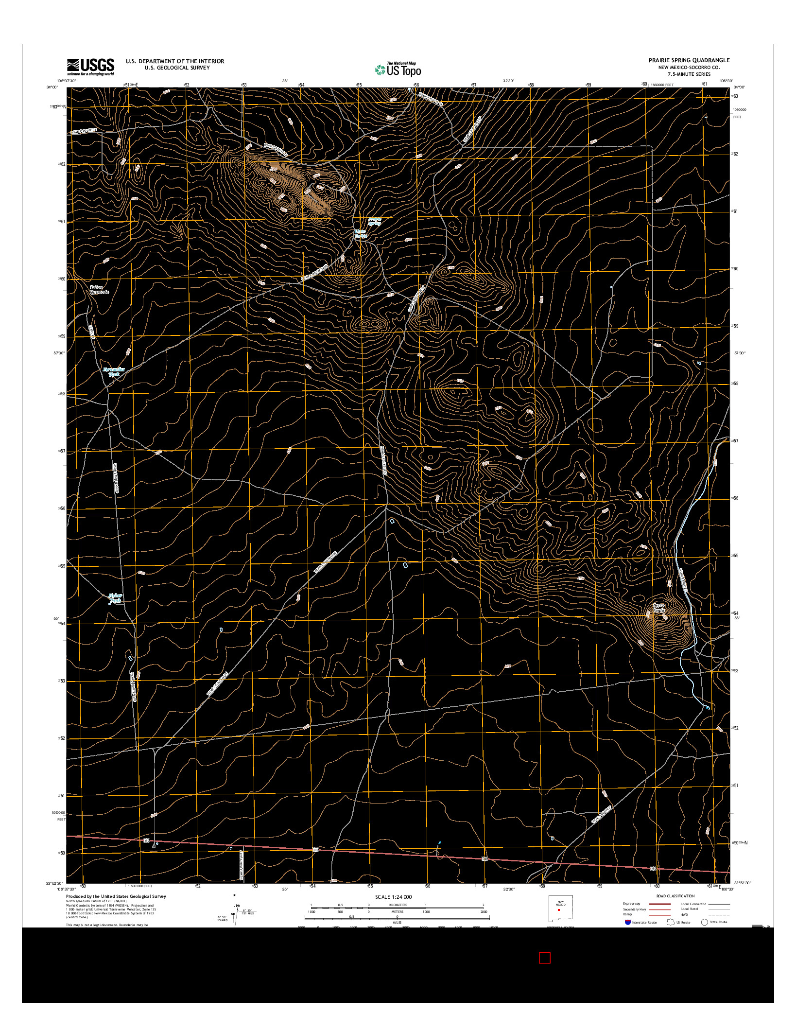 USGS US TOPO 7.5-MINUTE MAP FOR PRAIRIE SPRING, NM 2017