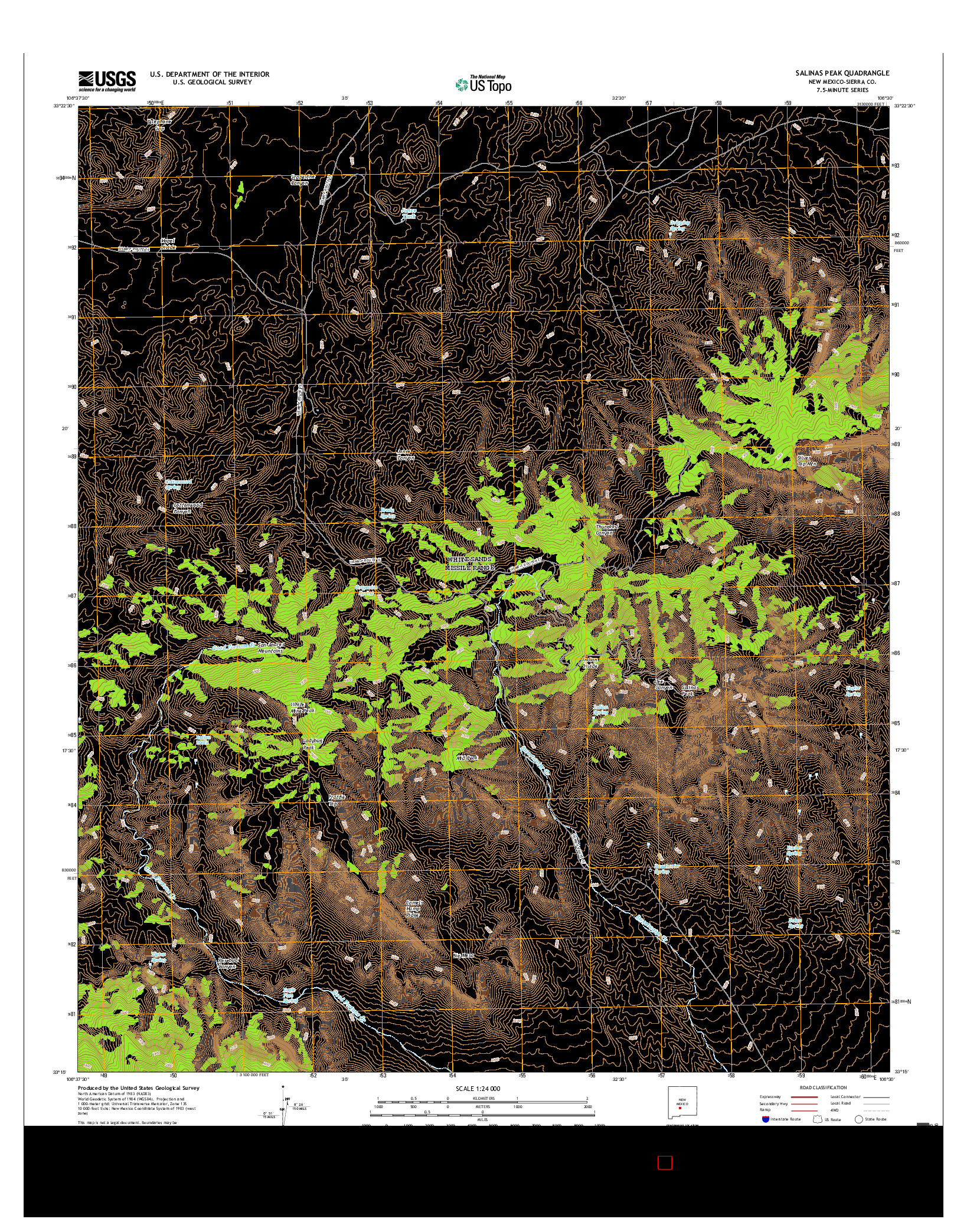 USGS US TOPO 7.5-MINUTE MAP FOR SALINAS PEAK, NM 2017