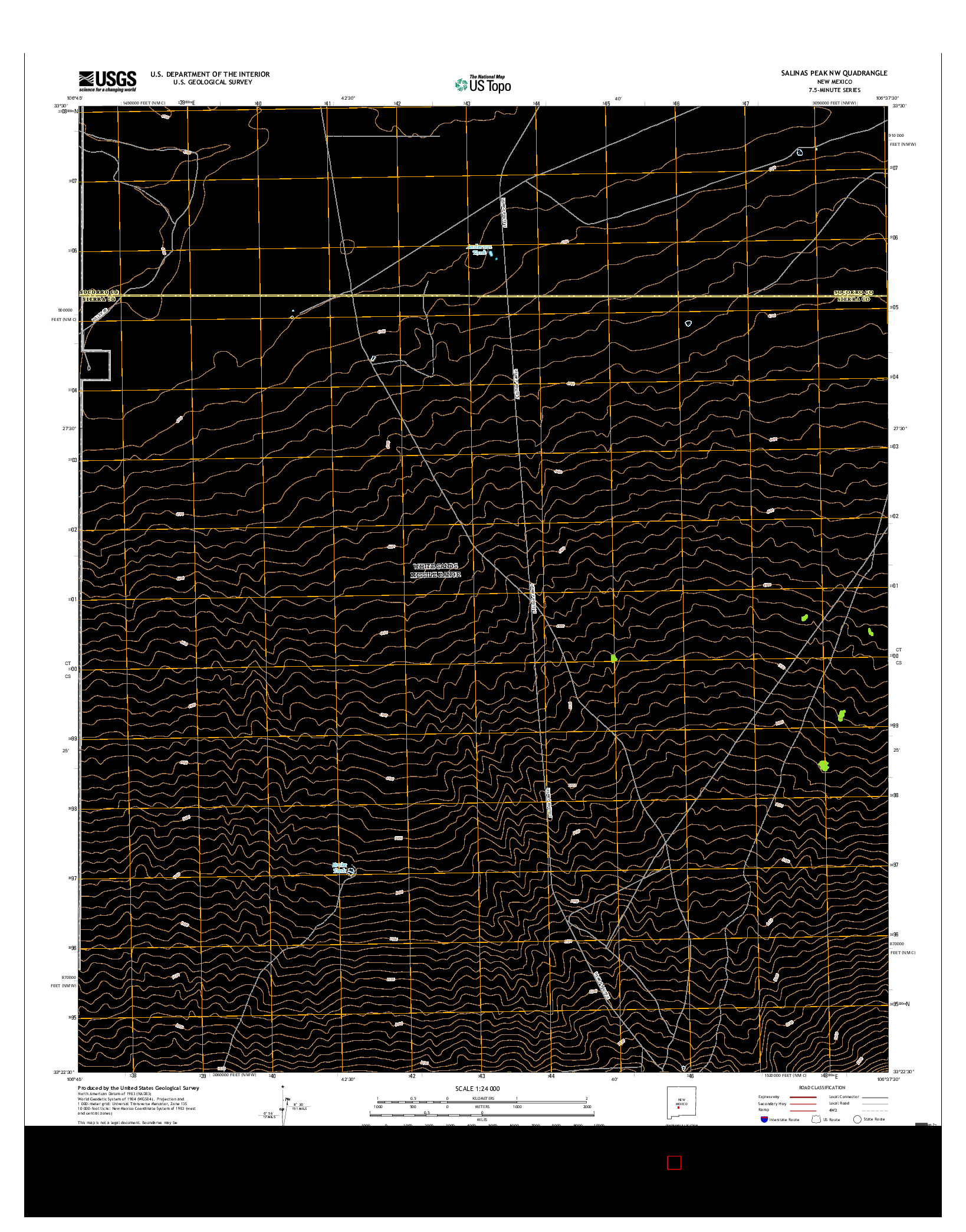 USGS US TOPO 7.5-MINUTE MAP FOR SALINAS PEAK NW, NM 2017