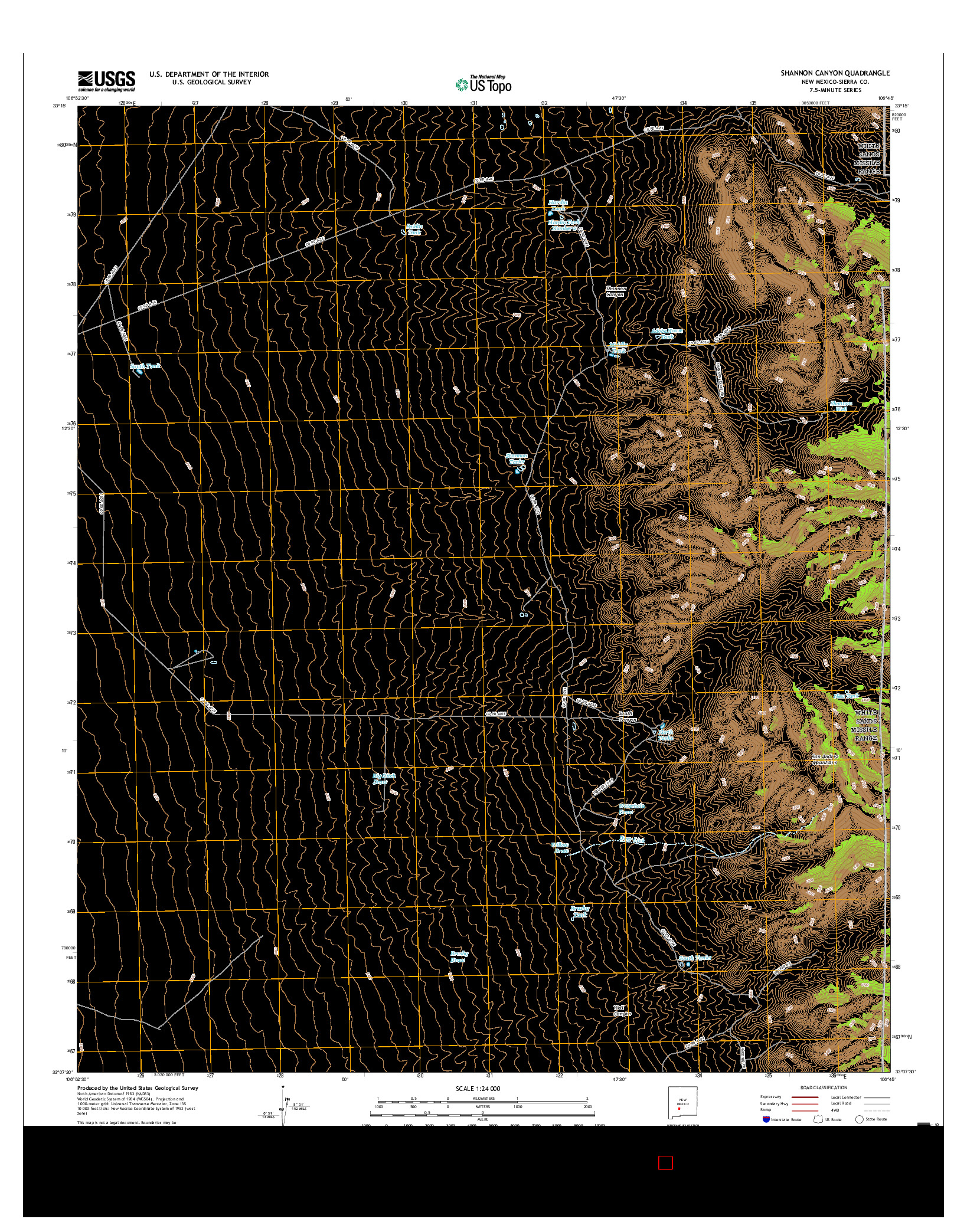 USGS US TOPO 7.5-MINUTE MAP FOR SHANNON CANYON, NM 2017