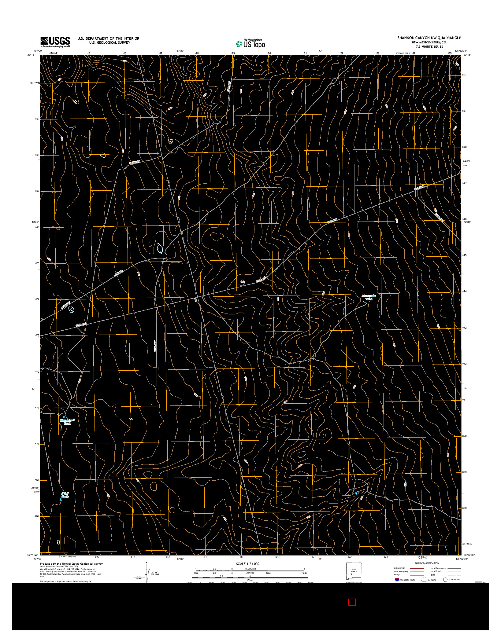 USGS US TOPO 7.5-MINUTE MAP FOR SHANNON CANYON NW, NM 2017