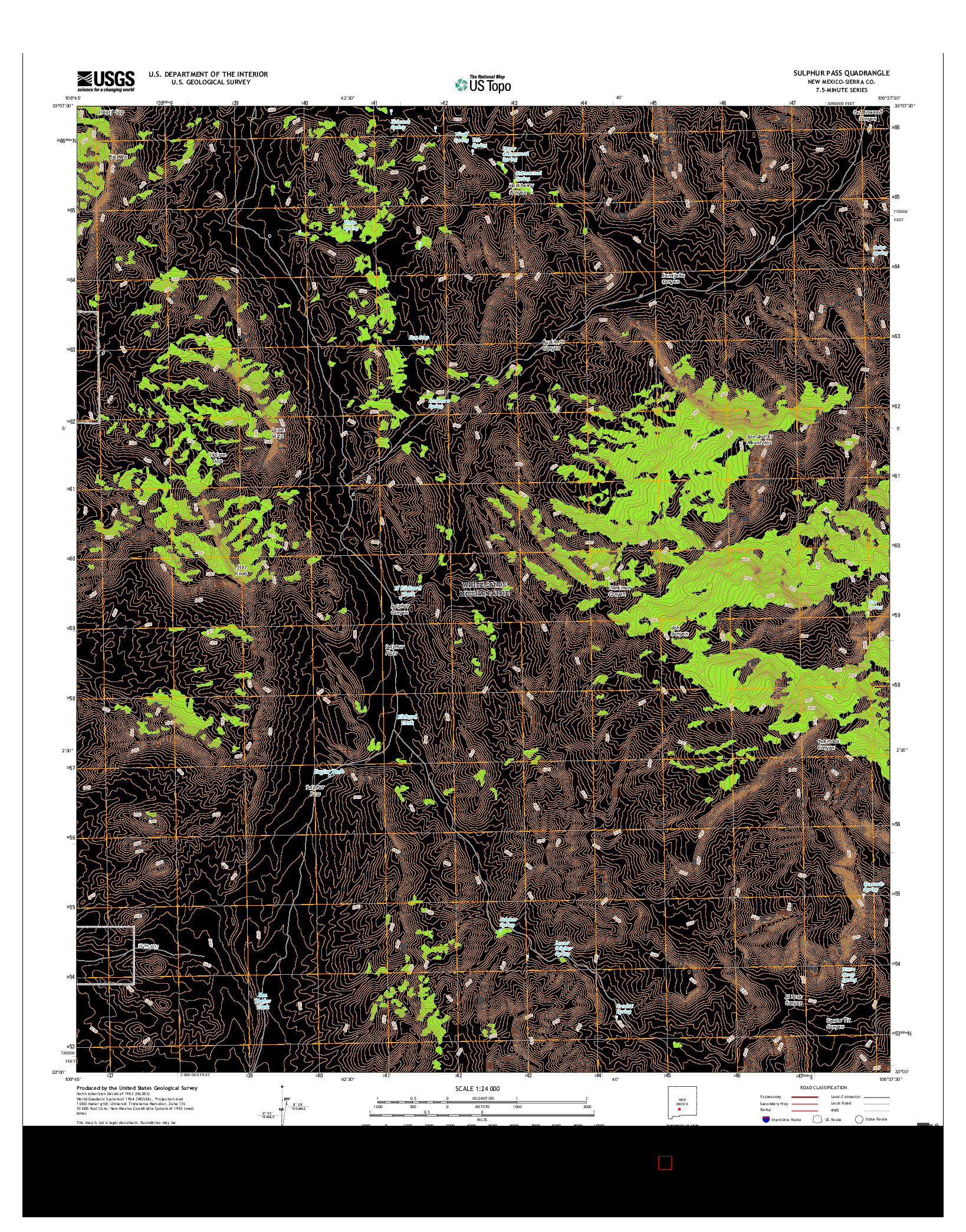 USGS US TOPO 7.5-MINUTE MAP FOR SULPHUR PASS, NM 2017