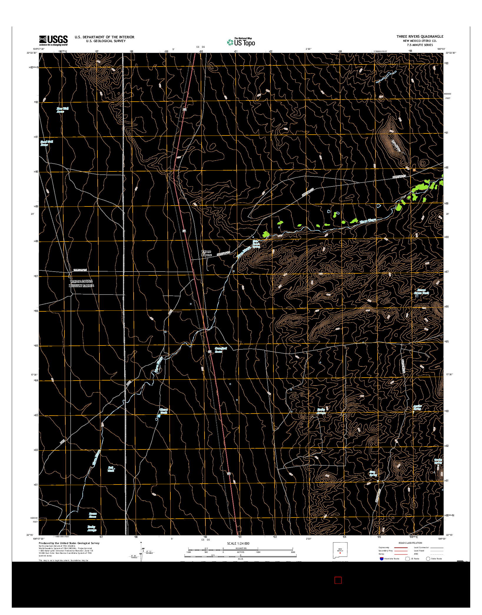 USGS US TOPO 7.5-MINUTE MAP FOR THREE RIVERS, NM 2017