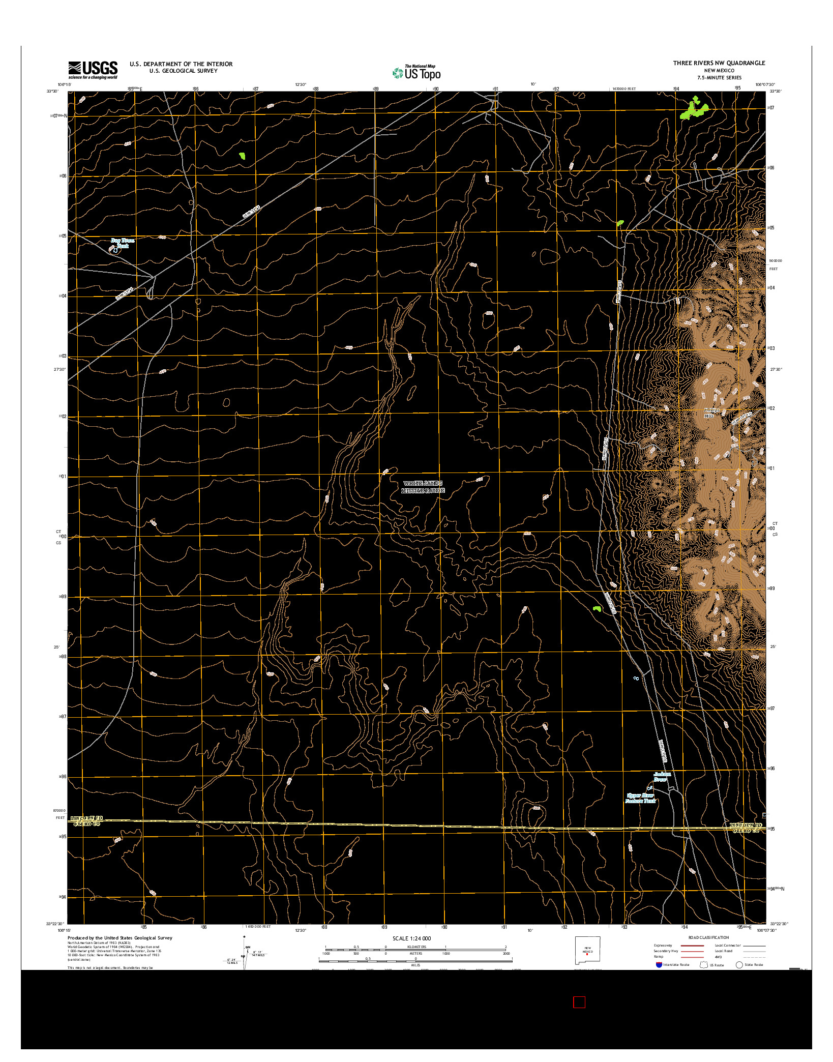 USGS US TOPO 7.5-MINUTE MAP FOR THREE RIVERS NW, NM 2017