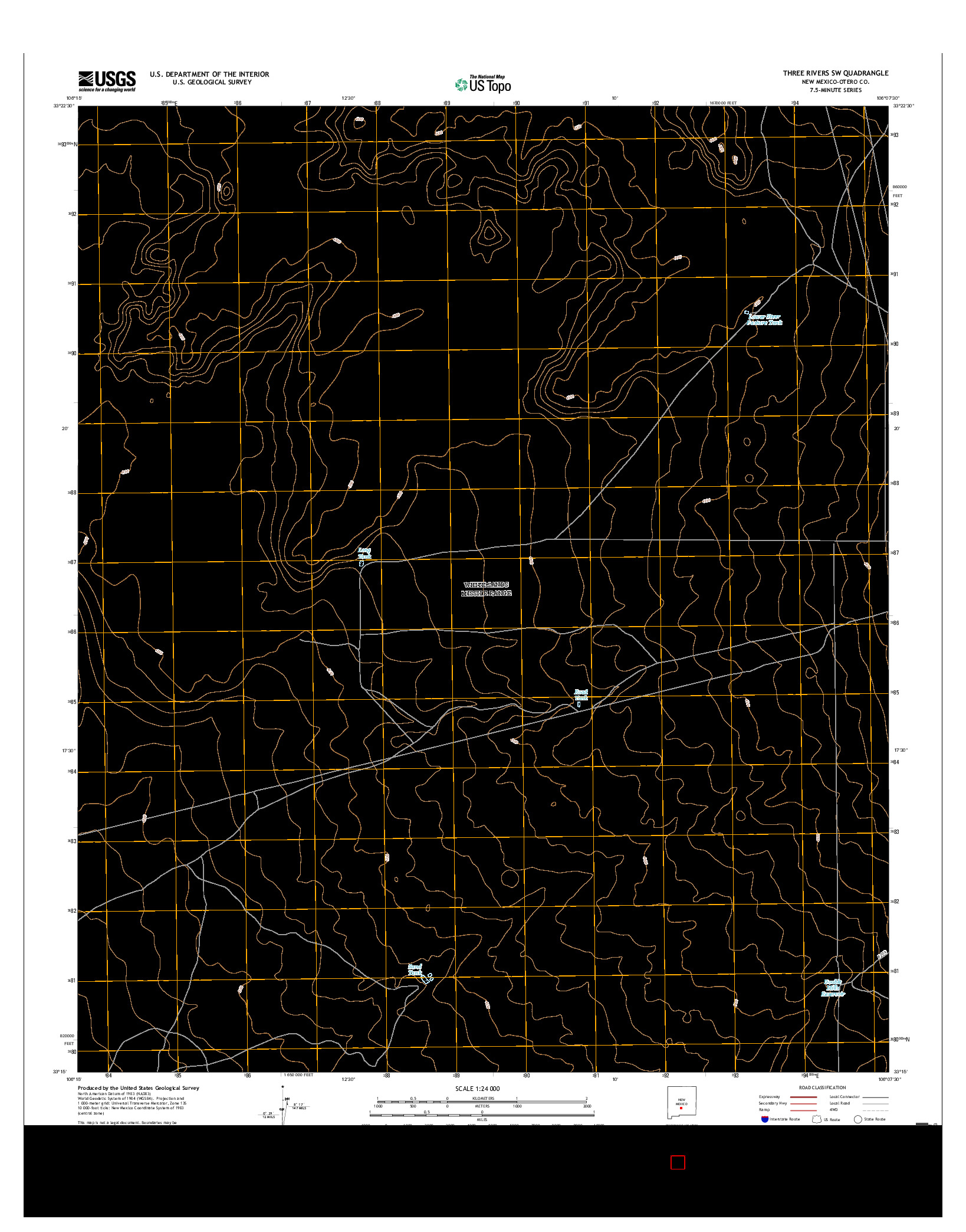 USGS US TOPO 7.5-MINUTE MAP FOR THREE RIVERS SW, NM 2017