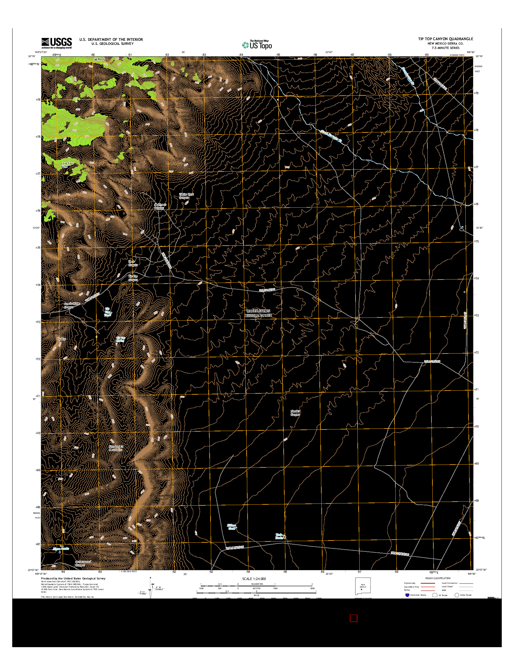 USGS US TOPO 7.5-MINUTE MAP FOR TIP TOP CANYON, NM 2017