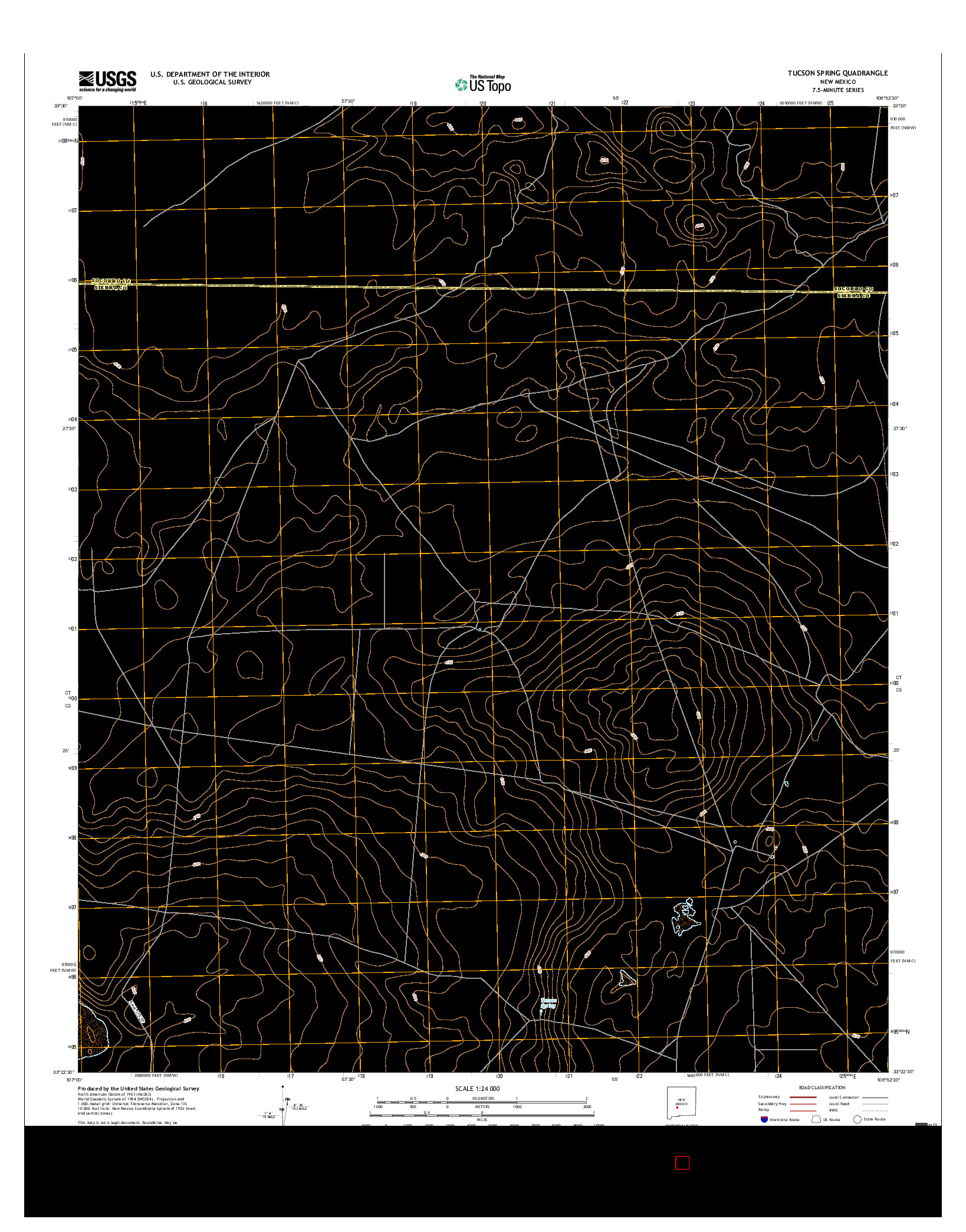 USGS US TOPO 7.5-MINUTE MAP FOR TUCSON SPRING, NM 2017