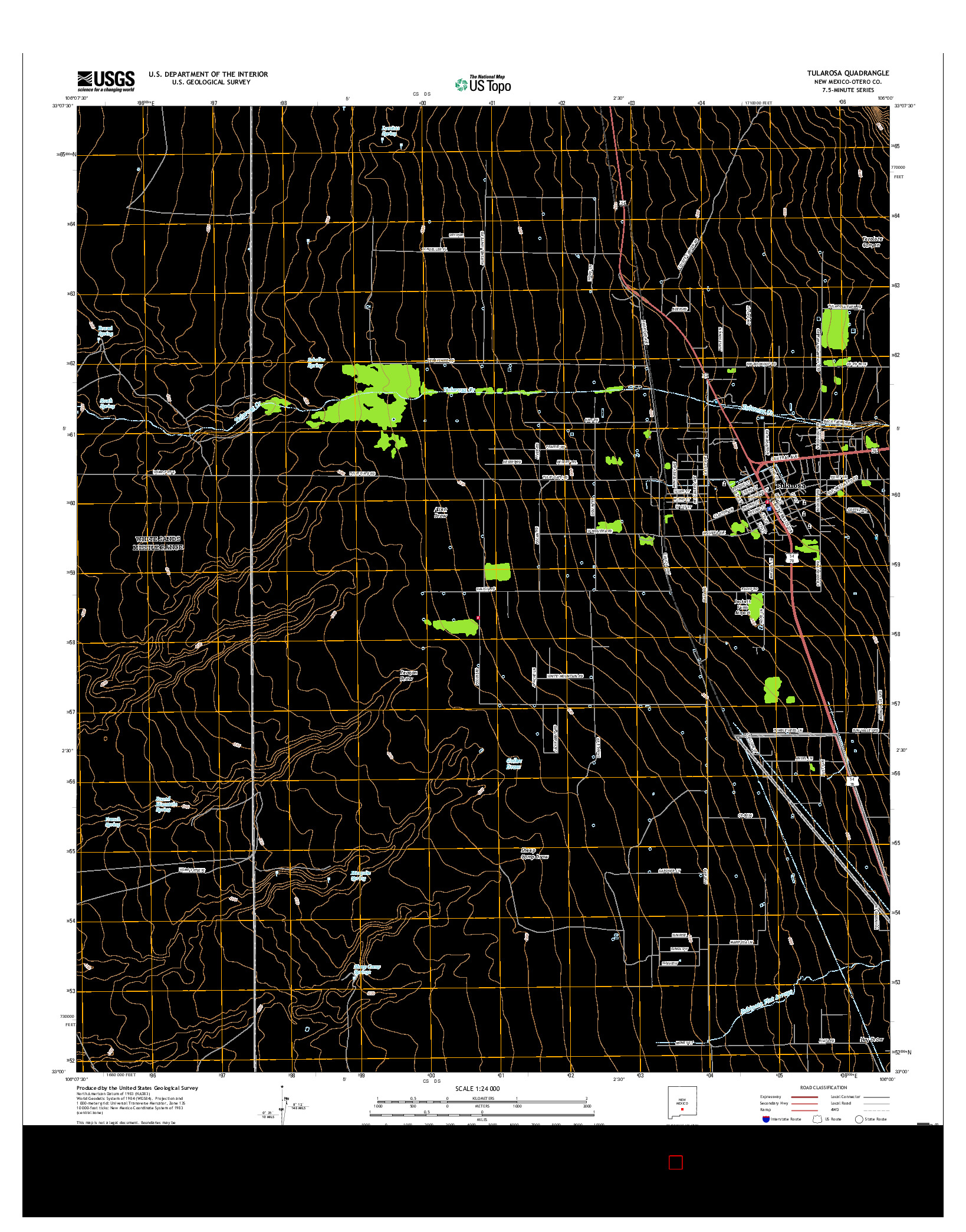 USGS US TOPO 7.5-MINUTE MAP FOR TULAROSA, NM 2017