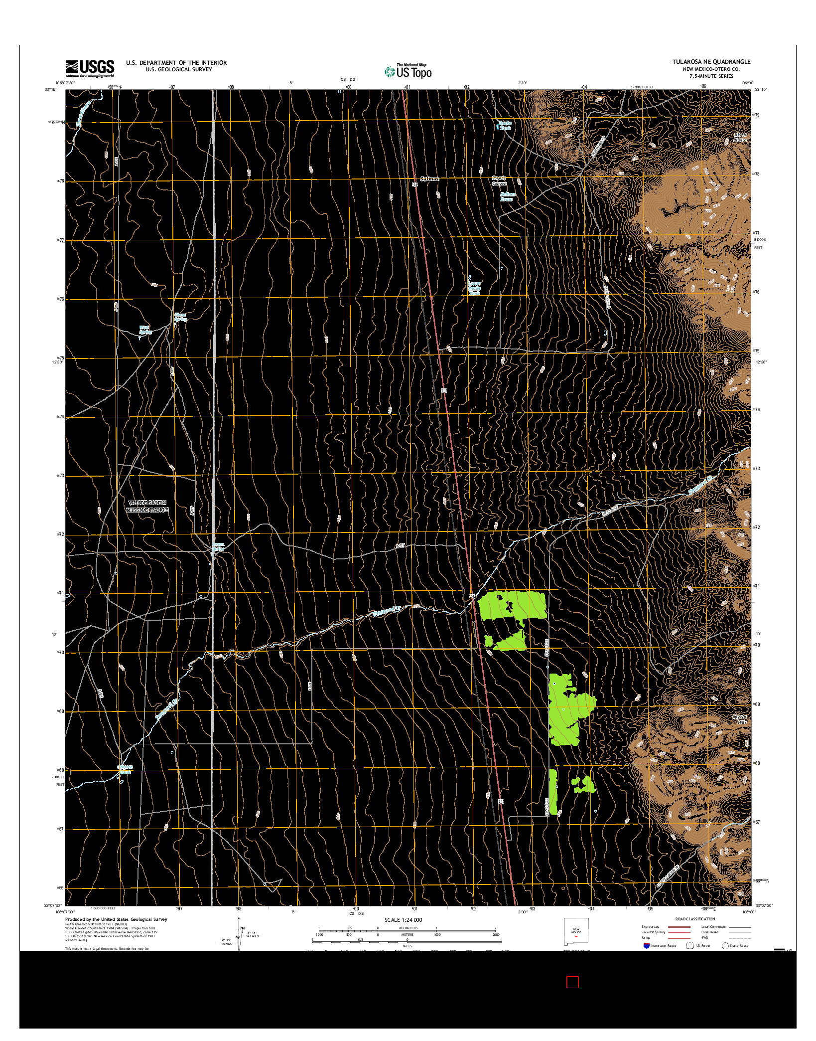 USGS US TOPO 7.5-MINUTE MAP FOR TULAROSA NE, NM 2017