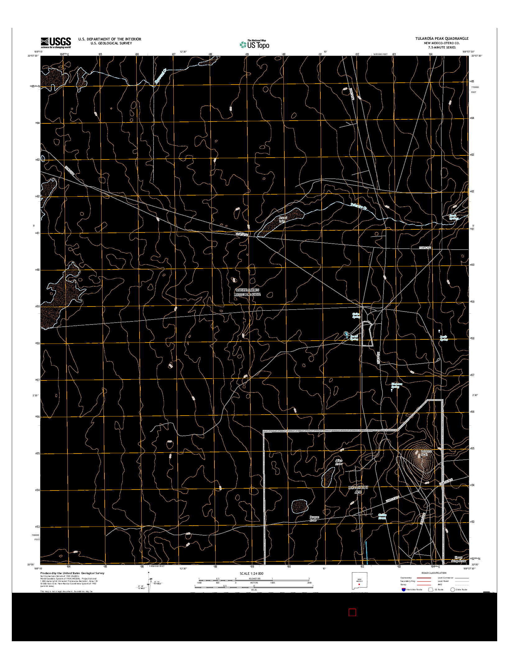 USGS US TOPO 7.5-MINUTE MAP FOR TULAROSA PEAK, NM 2017