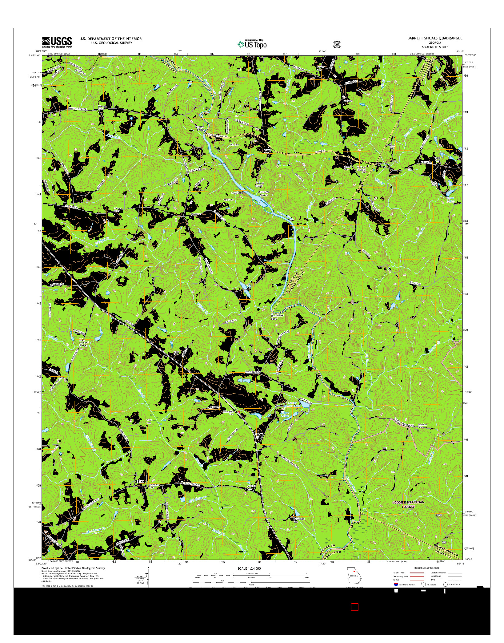 USGS US TOPO 7.5-MINUTE MAP FOR BARNETT SHOALS, GA 2017