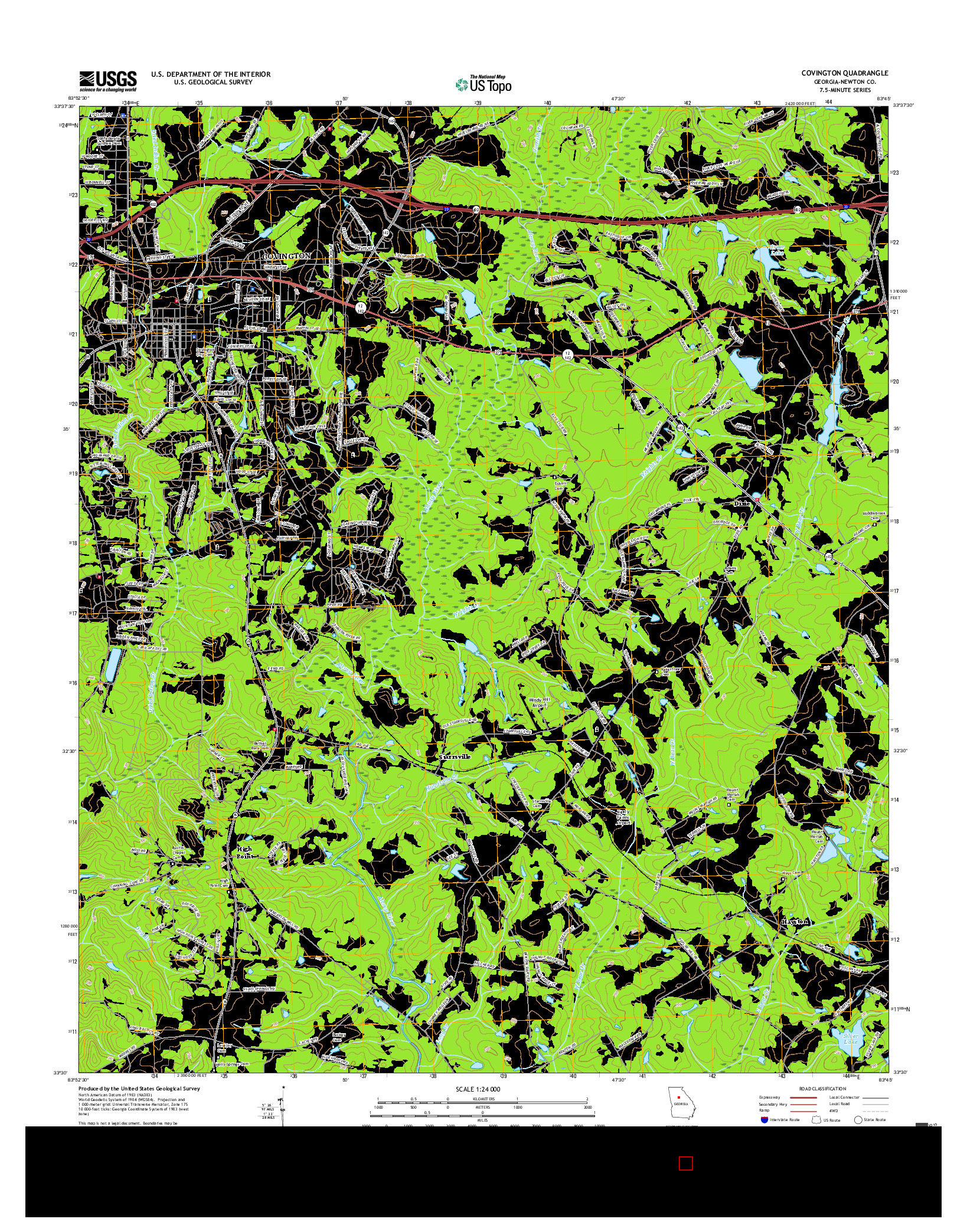 USGS US TOPO 7.5-MINUTE MAP FOR COVINGTON, GA 2017