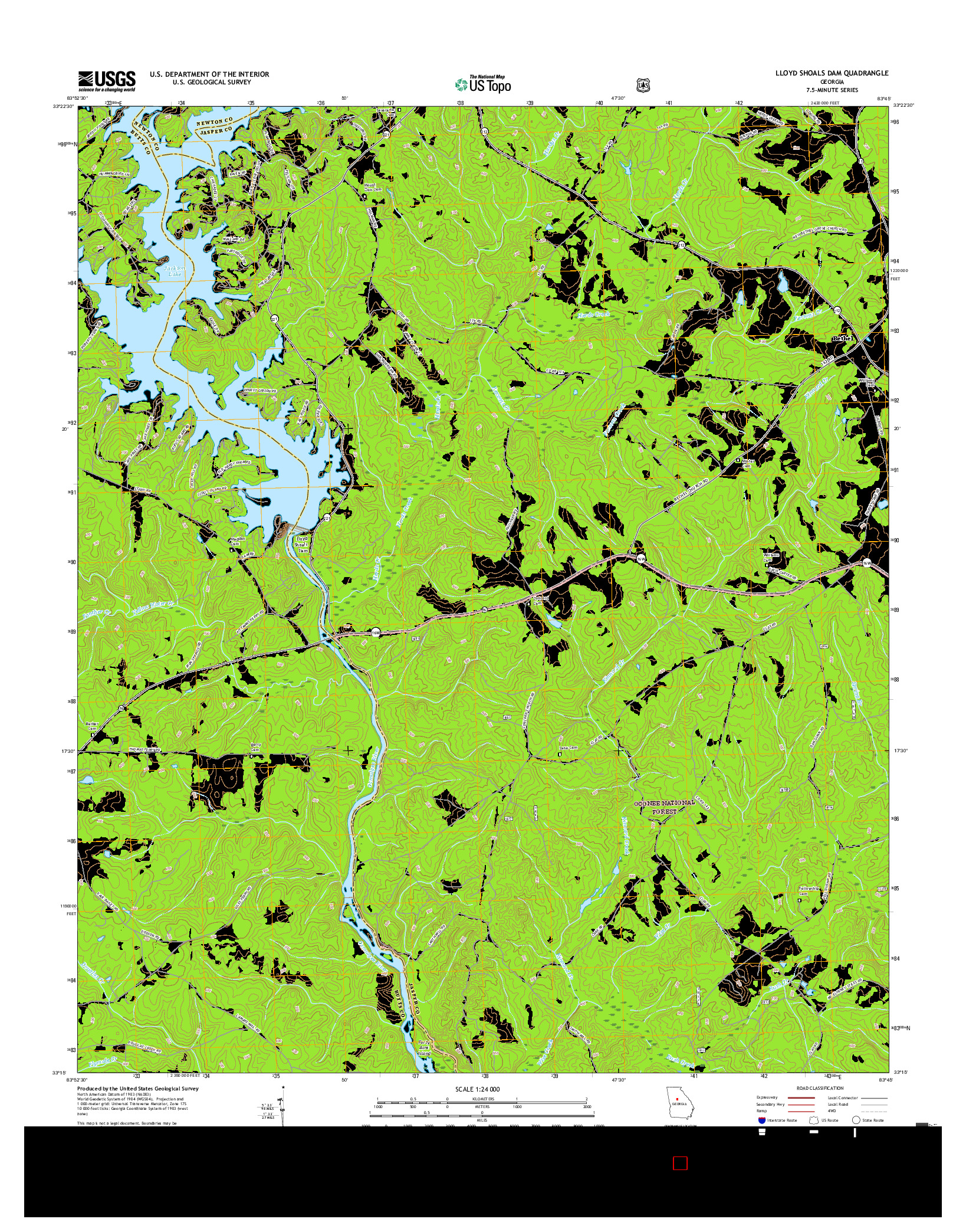 USGS US TOPO 7.5-MINUTE MAP FOR LLOYD SHOALS DAM, GA 2017