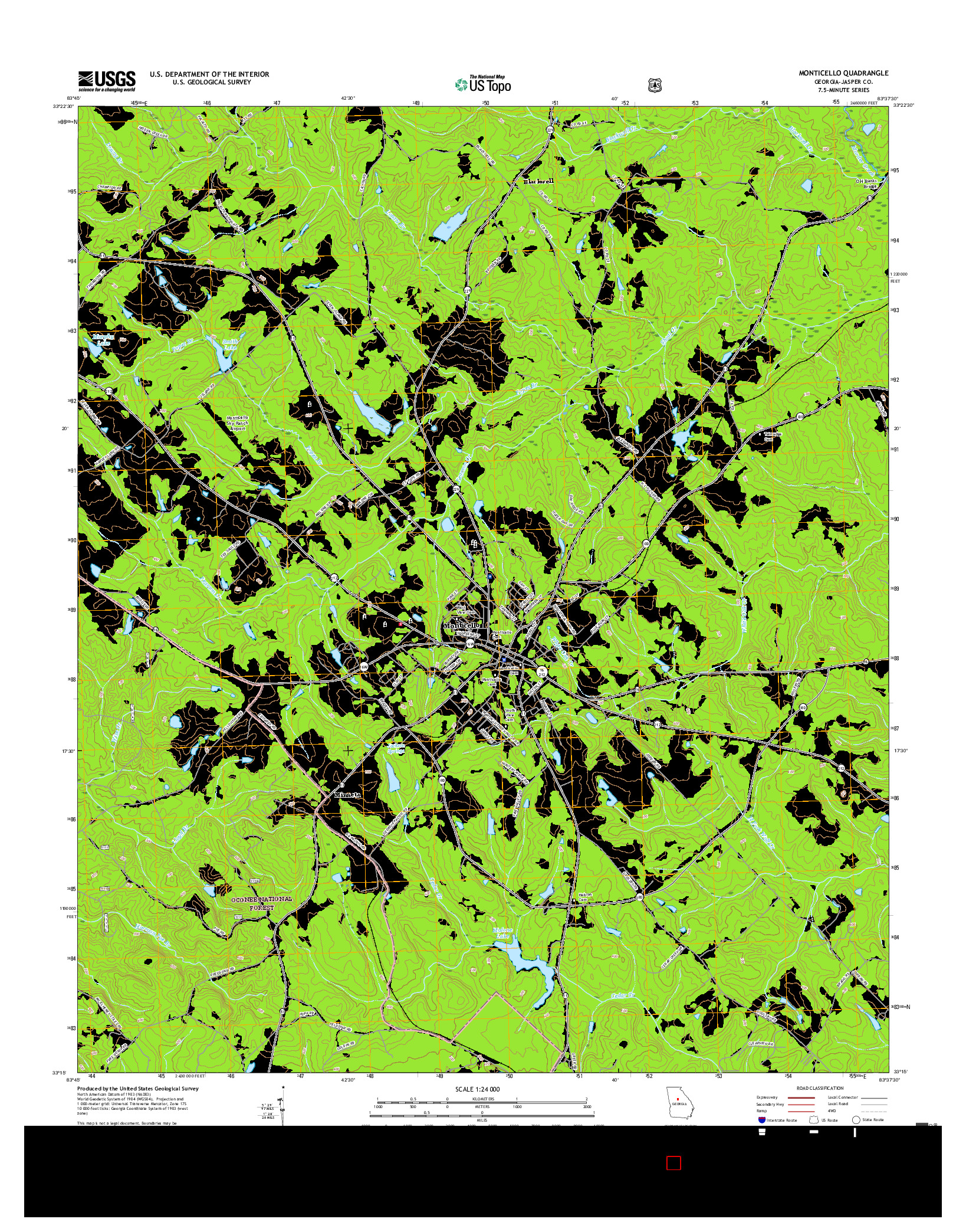 USGS US TOPO 7.5-MINUTE MAP FOR MONTICELLO, GA 2017