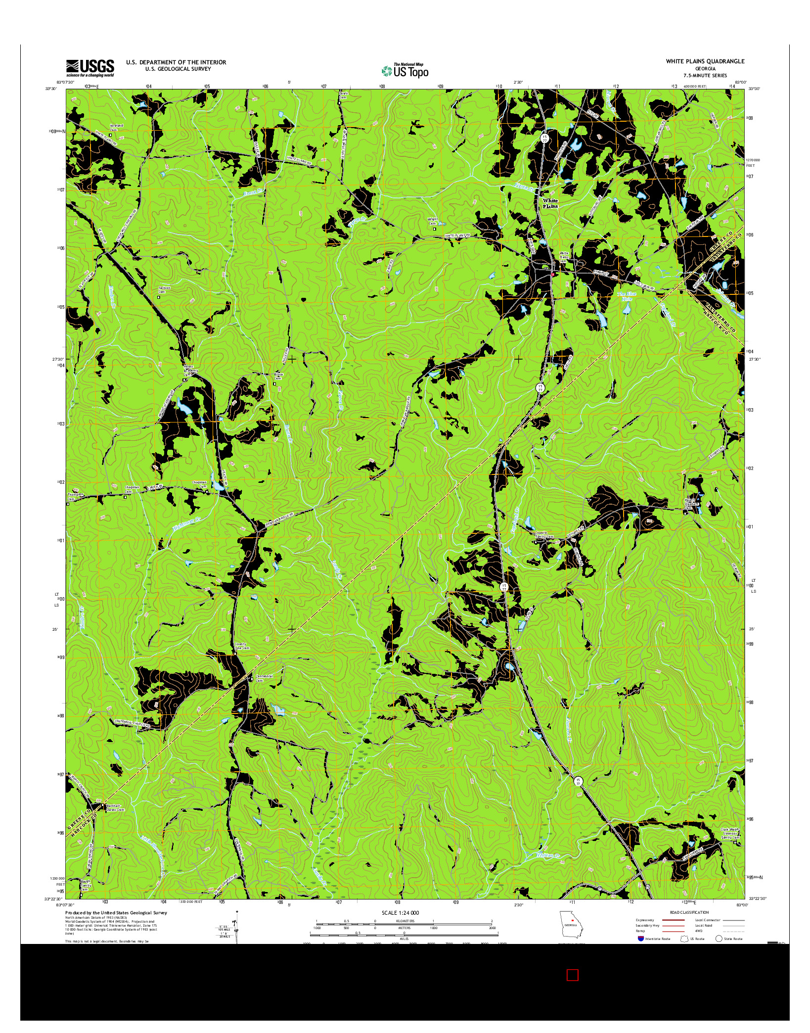 USGS US TOPO 7.5-MINUTE MAP FOR WHITE PLAINS, GA 2017