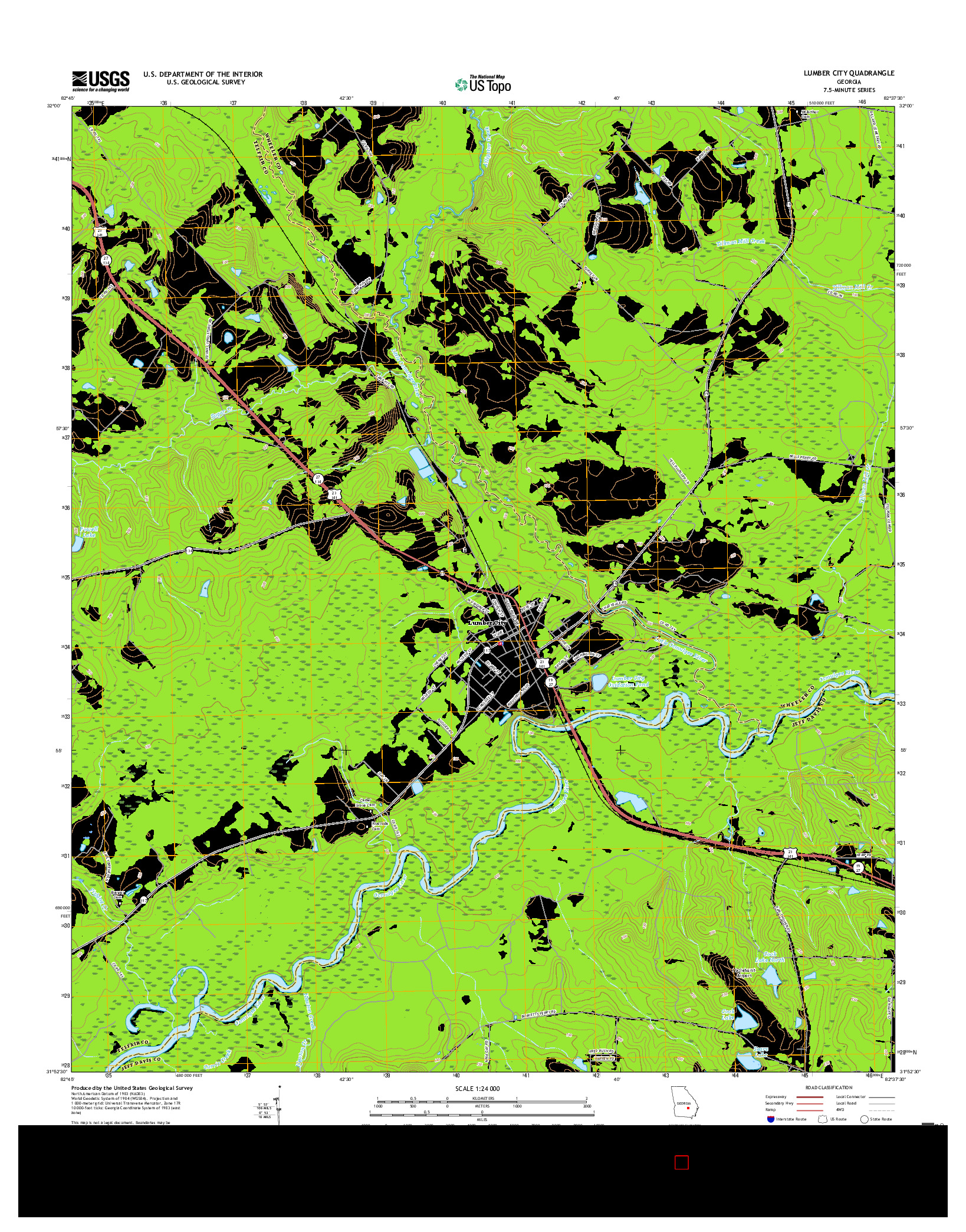 USGS US TOPO 7.5-MINUTE MAP FOR LUMBER CITY, GA 2017