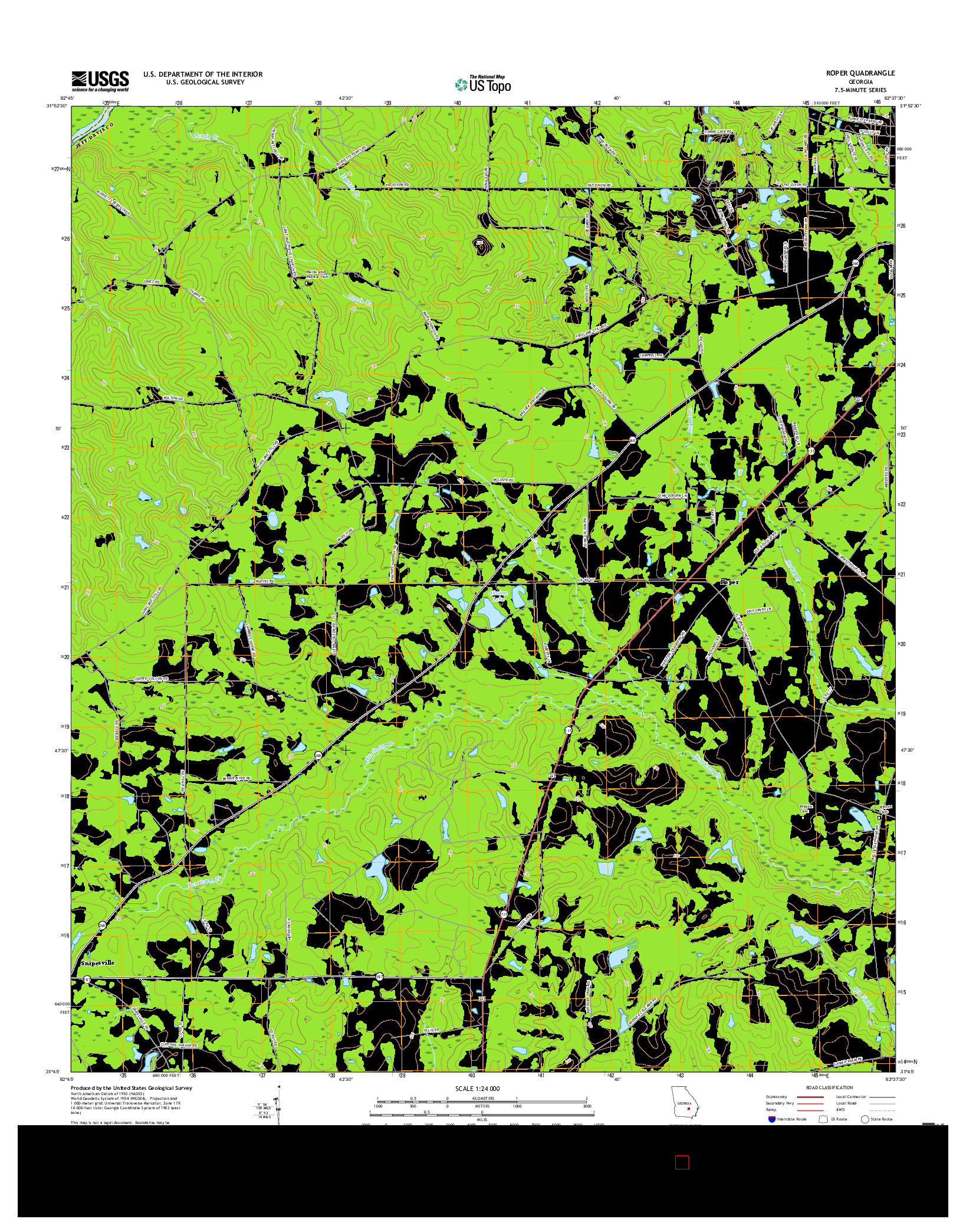 USGS US TOPO 7.5-MINUTE MAP FOR ROPER, GA 2017
