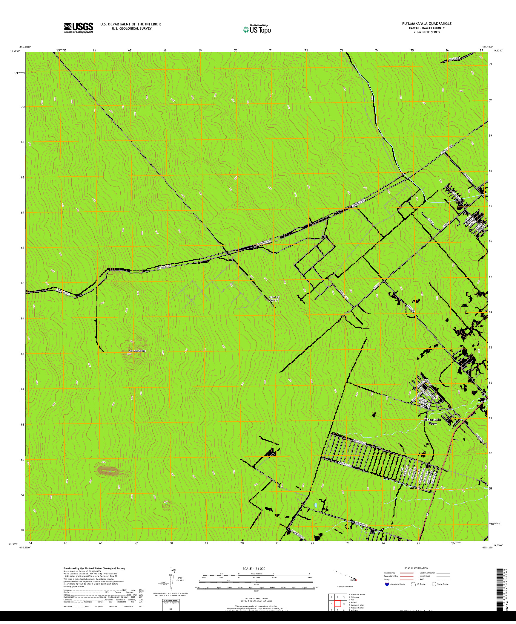 USGS US TOPO 7.5-MINUTE MAP FOR PUUMAKAALA, HI 2017