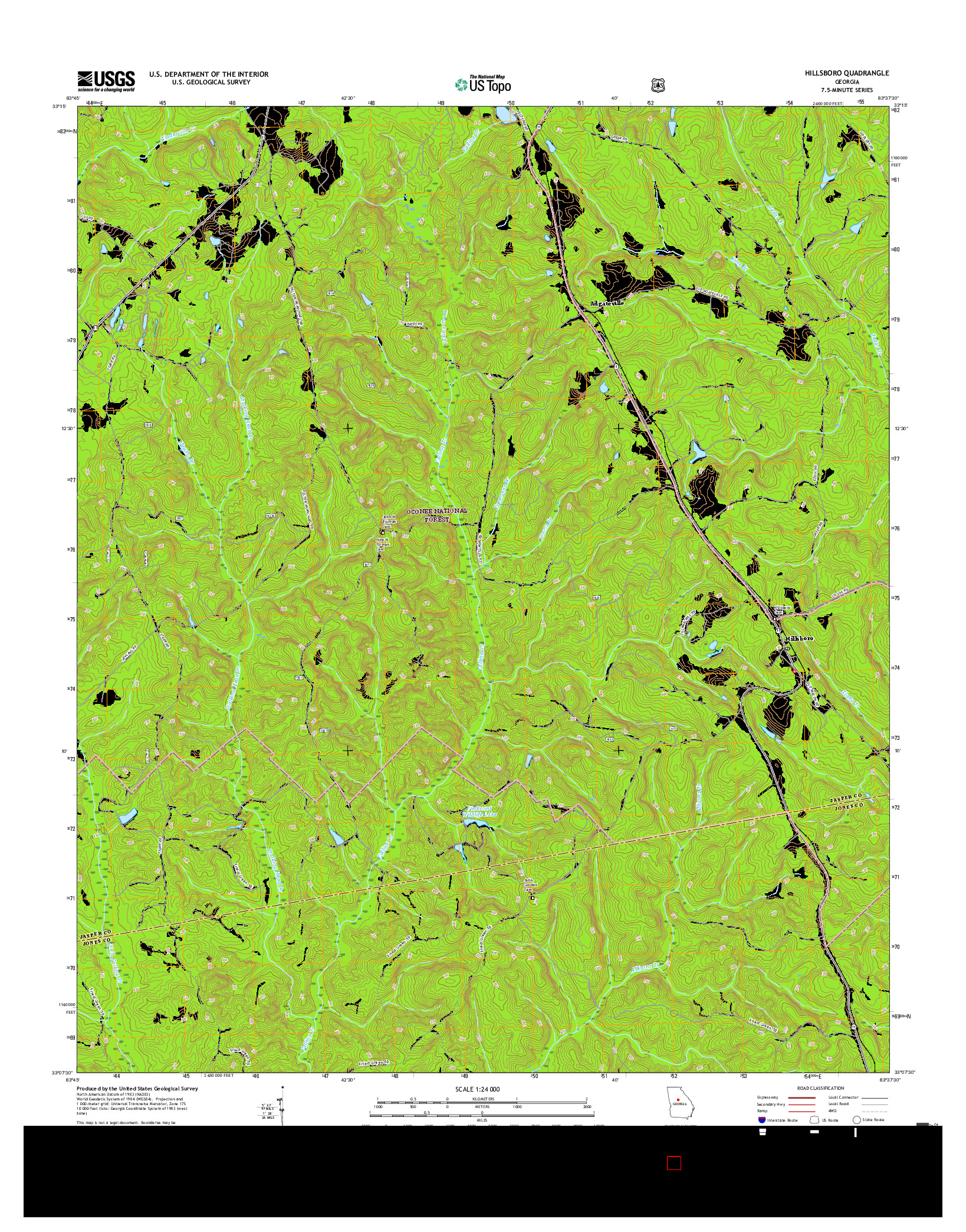 USGS US TOPO 7.5-MINUTE MAP FOR HILLSBORO, GA 2017