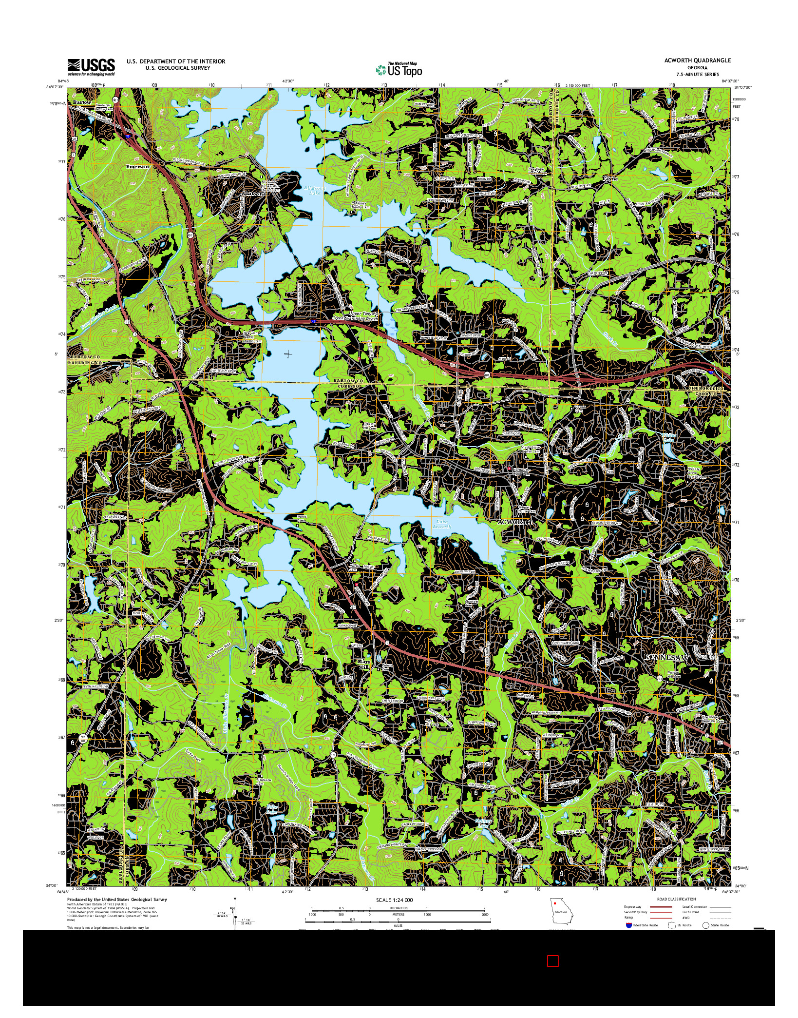 USGS US TOPO 7.5-MINUTE MAP FOR ACWORTH, GA 2017