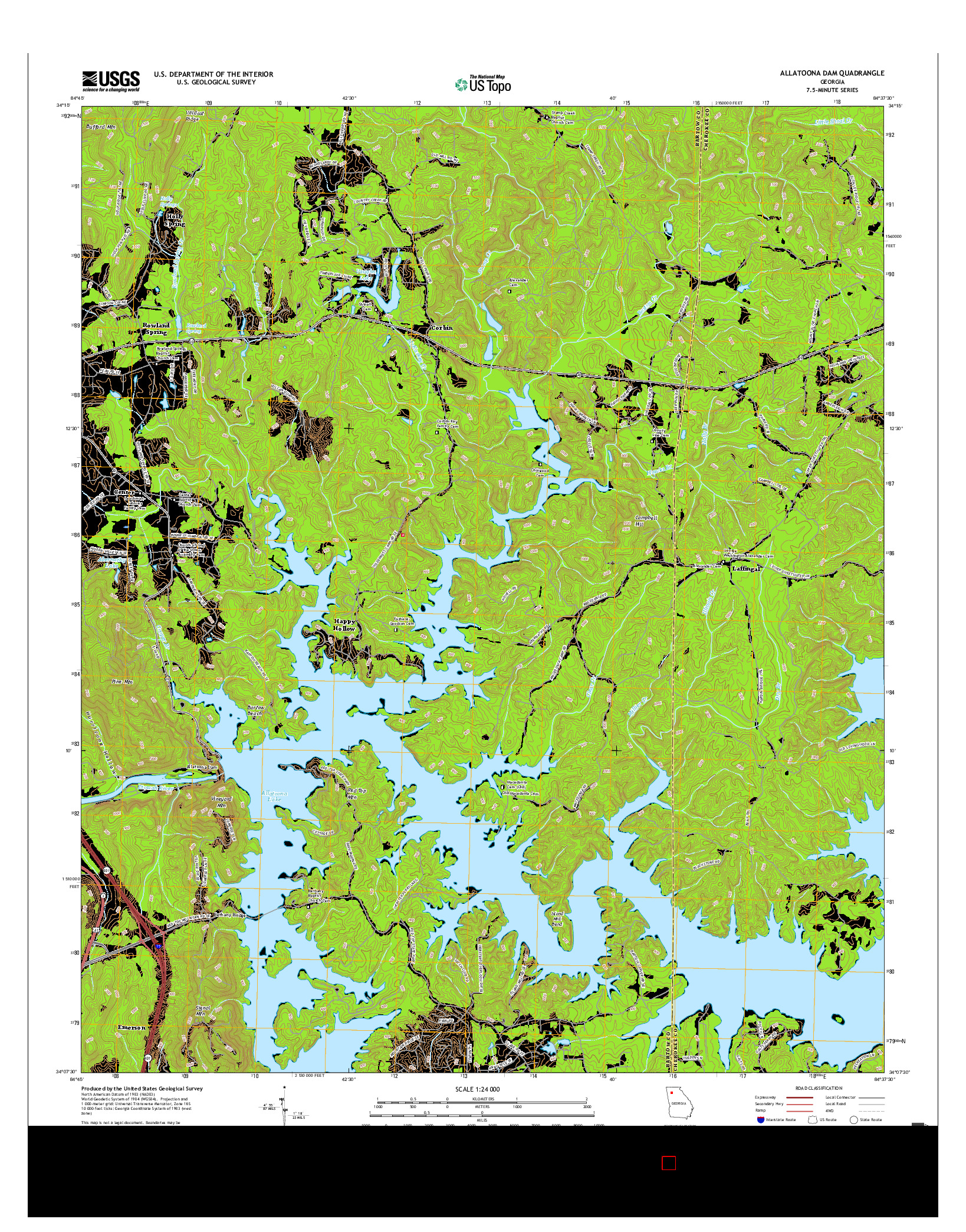 USGS US TOPO 7.5-MINUTE MAP FOR ALLATOONA DAM, GA 2017
