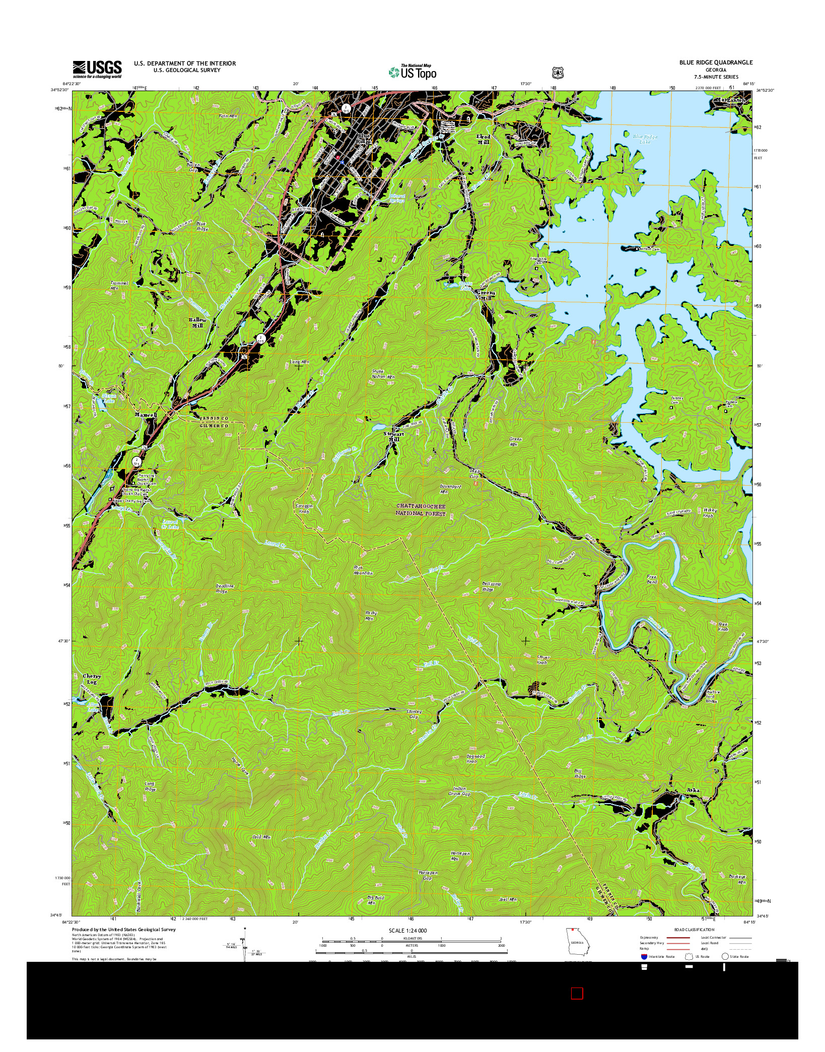 USGS US TOPO 7.5-MINUTE MAP FOR BLUE RIDGE, GA 2017