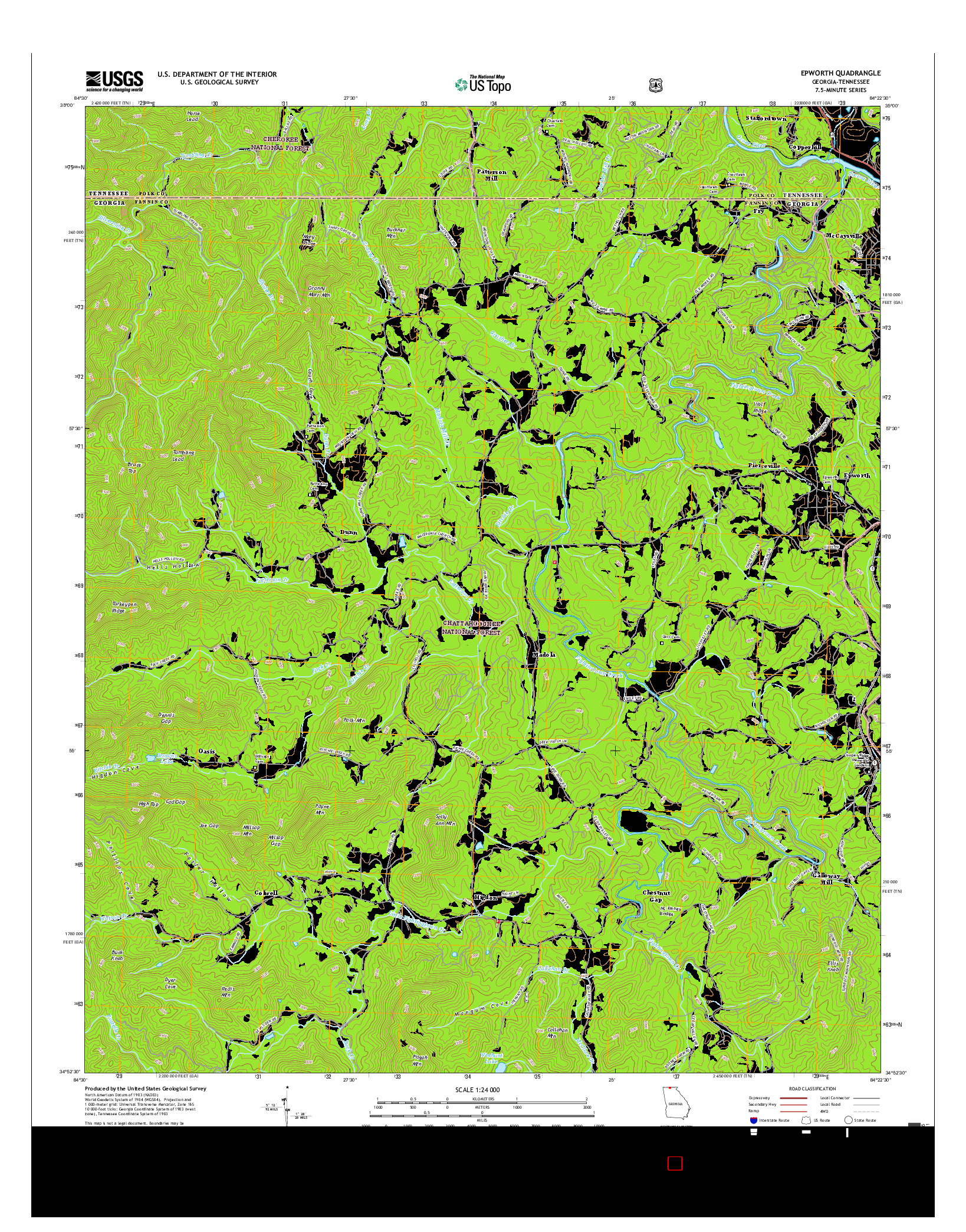 USGS US TOPO 7.5-MINUTE MAP FOR EPWORTH, GA-TN 2017