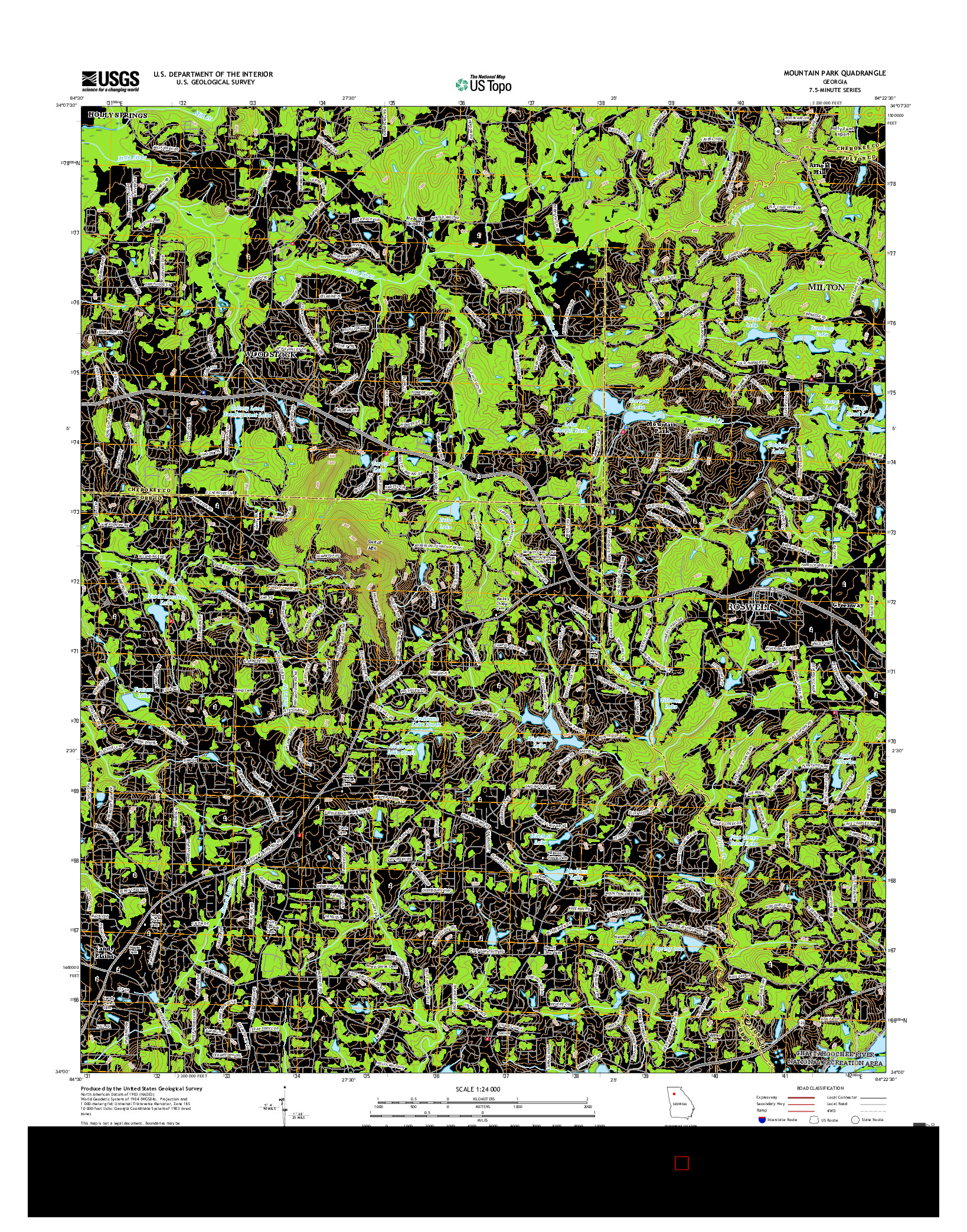 USGS US TOPO 7.5-MINUTE MAP FOR MOUNTAIN PARK, GA 2017