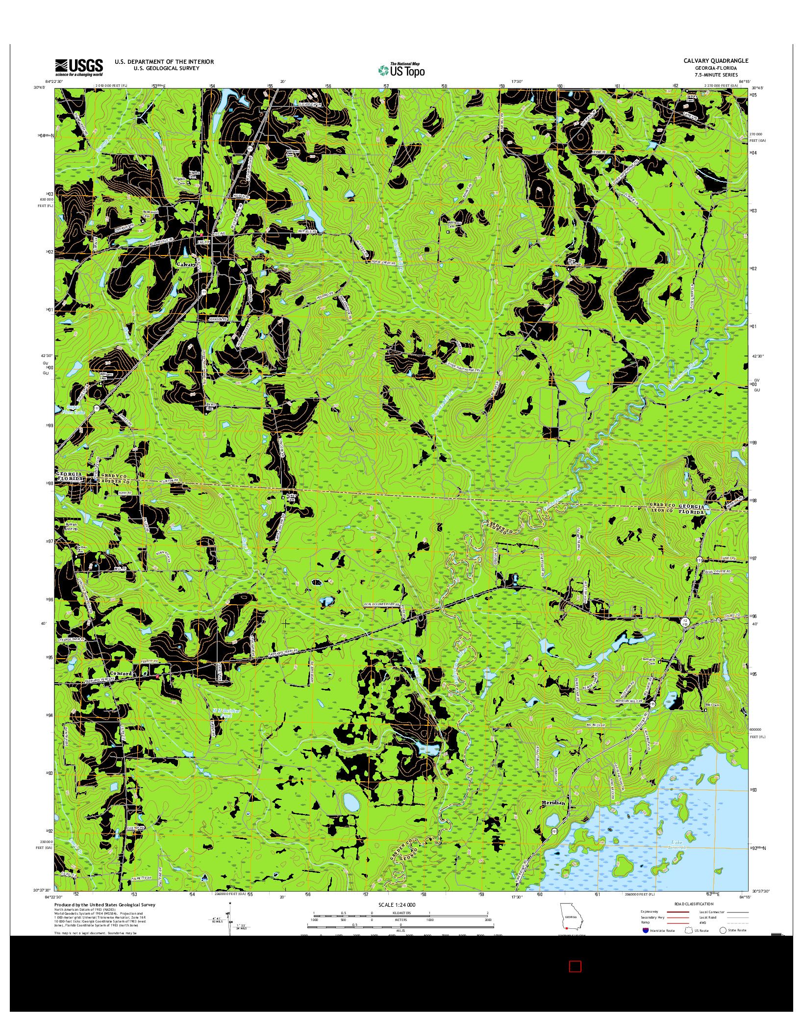 USGS US TOPO 7.5-MINUTE MAP FOR CALVARY, GA-FL 2017