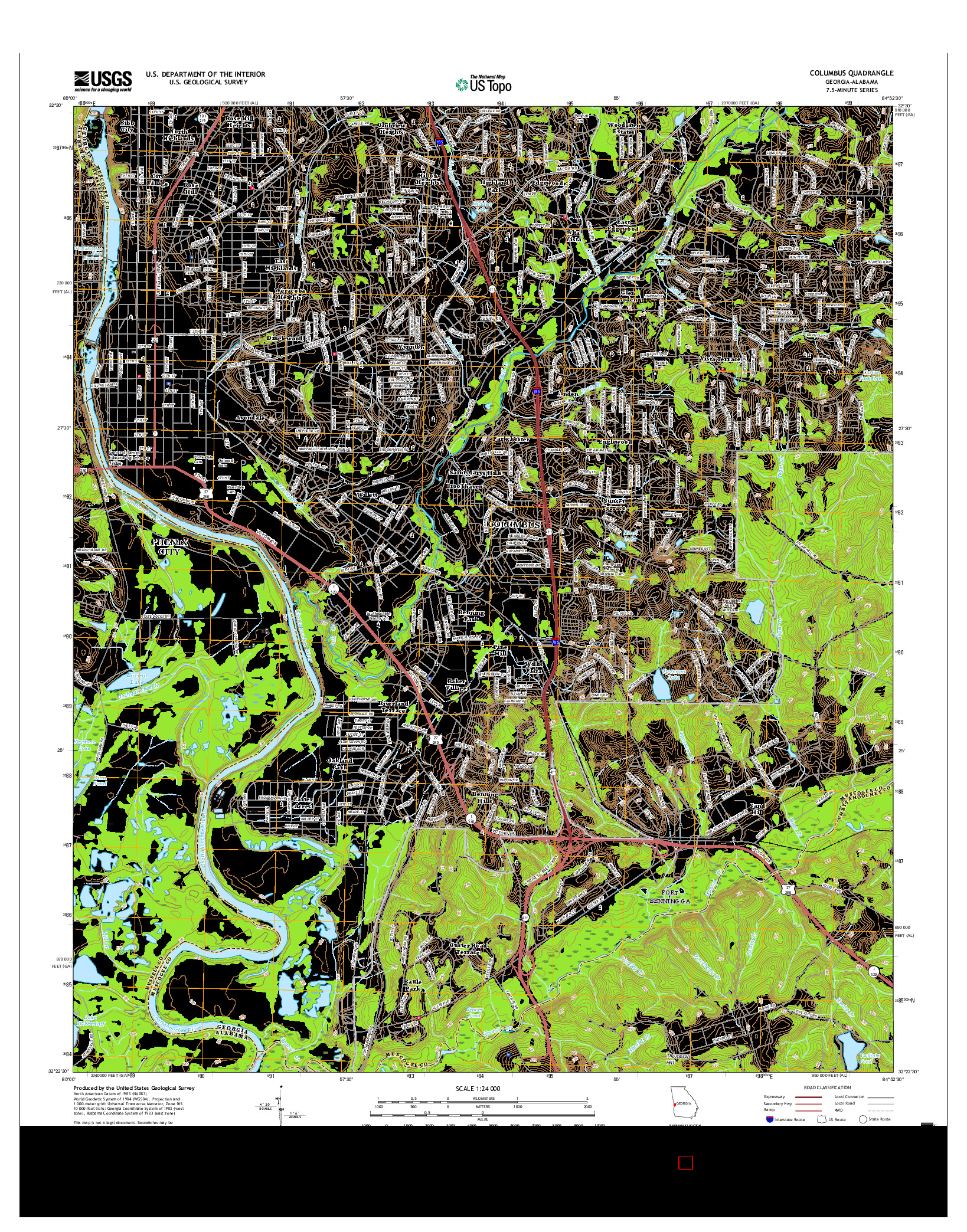 USGS US TOPO 7.5-MINUTE MAP FOR COLUMBUS, GA-AL 2017