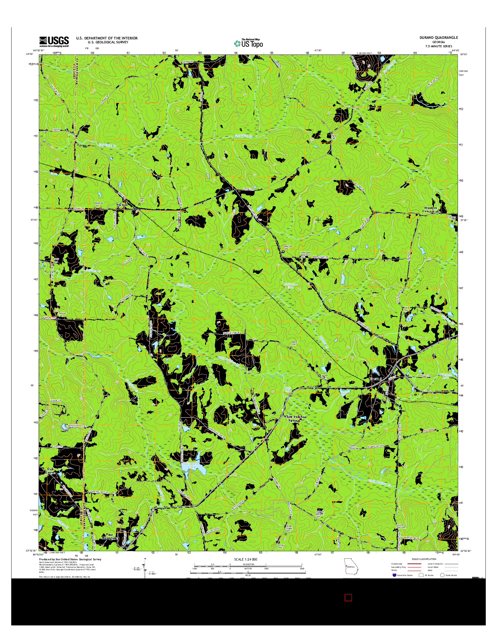 USGS US TOPO 7.5-MINUTE MAP FOR DURAND, GA 2017