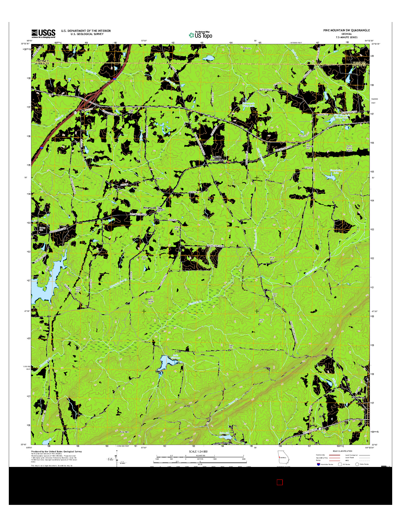 USGS US TOPO 7.5-MINUTE MAP FOR PINE MOUNTAIN SW, GA 2017