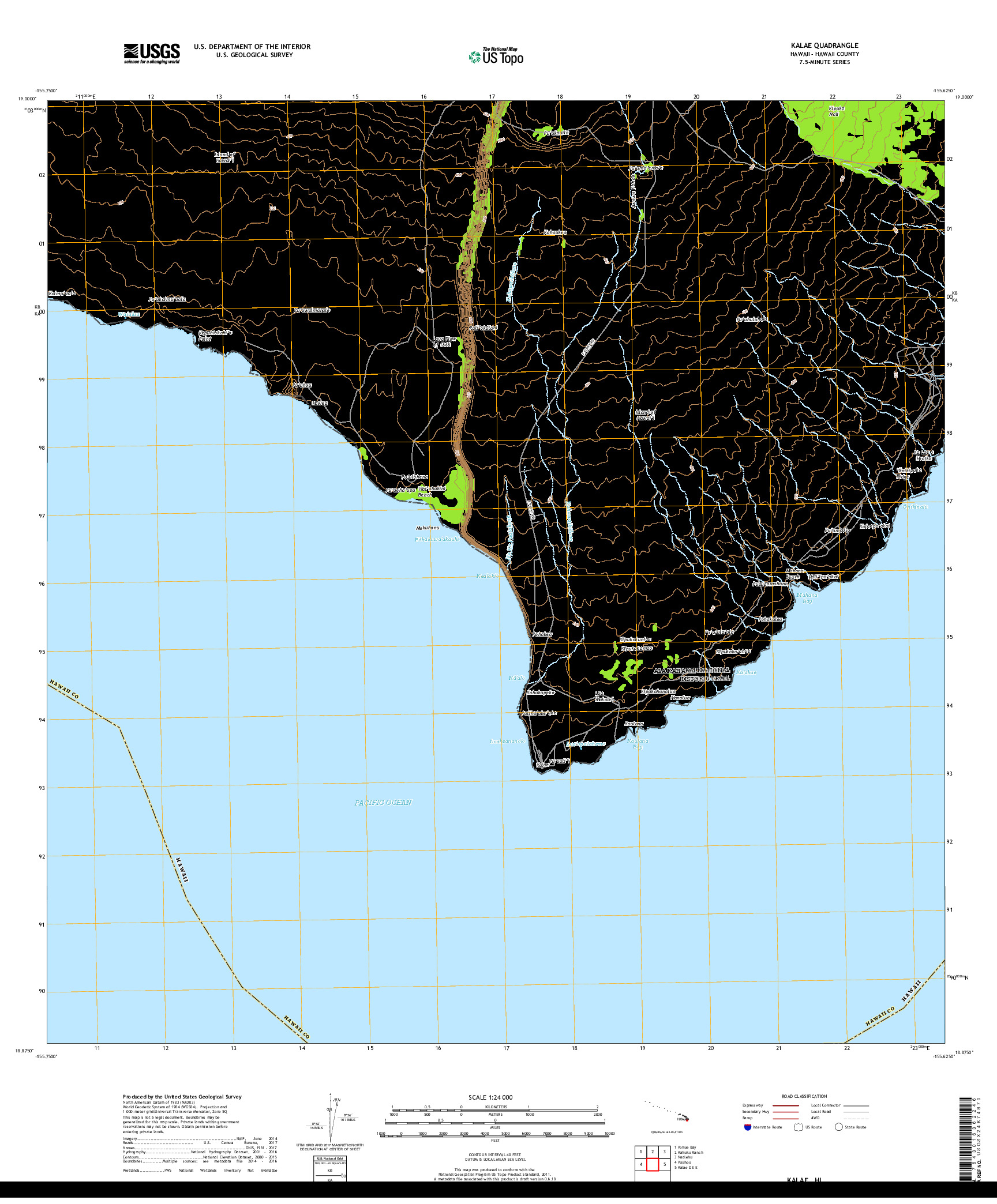USGS US TOPO 7.5-MINUTE MAP FOR KALAE, HI 2017