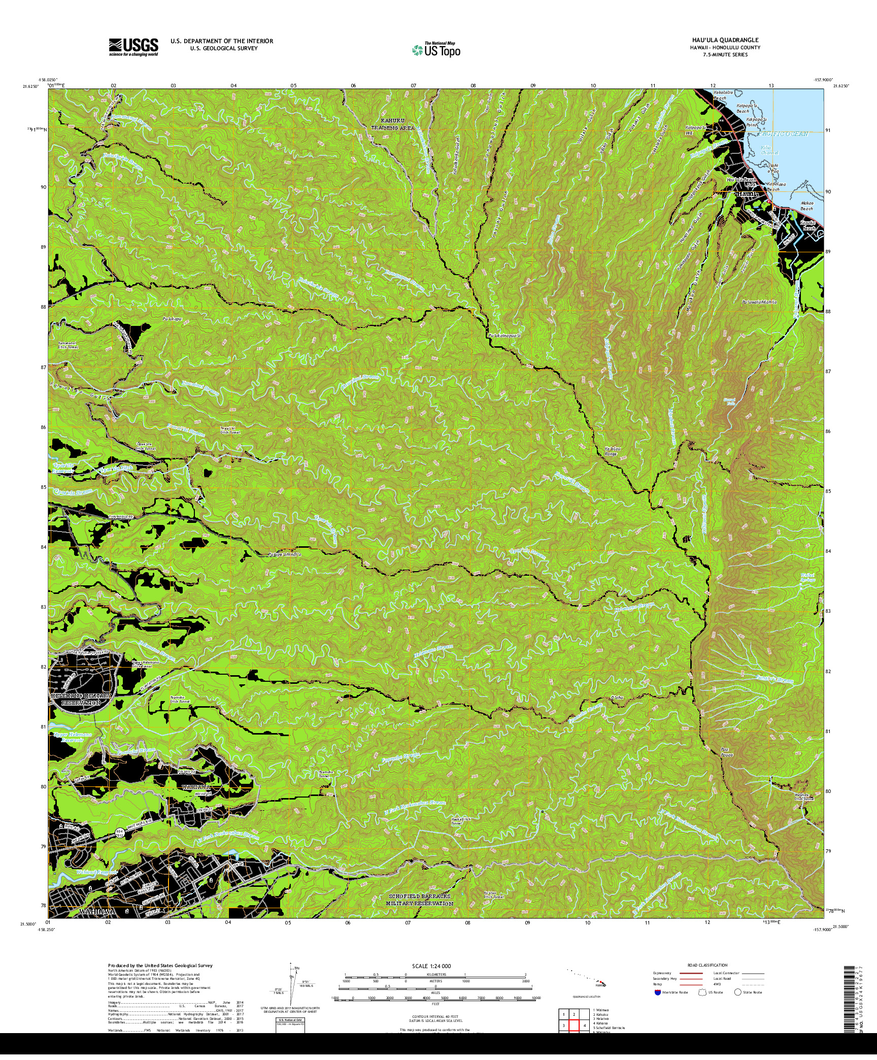 USGS US TOPO 7.5-MINUTE MAP FOR HAUULA, HI 2017