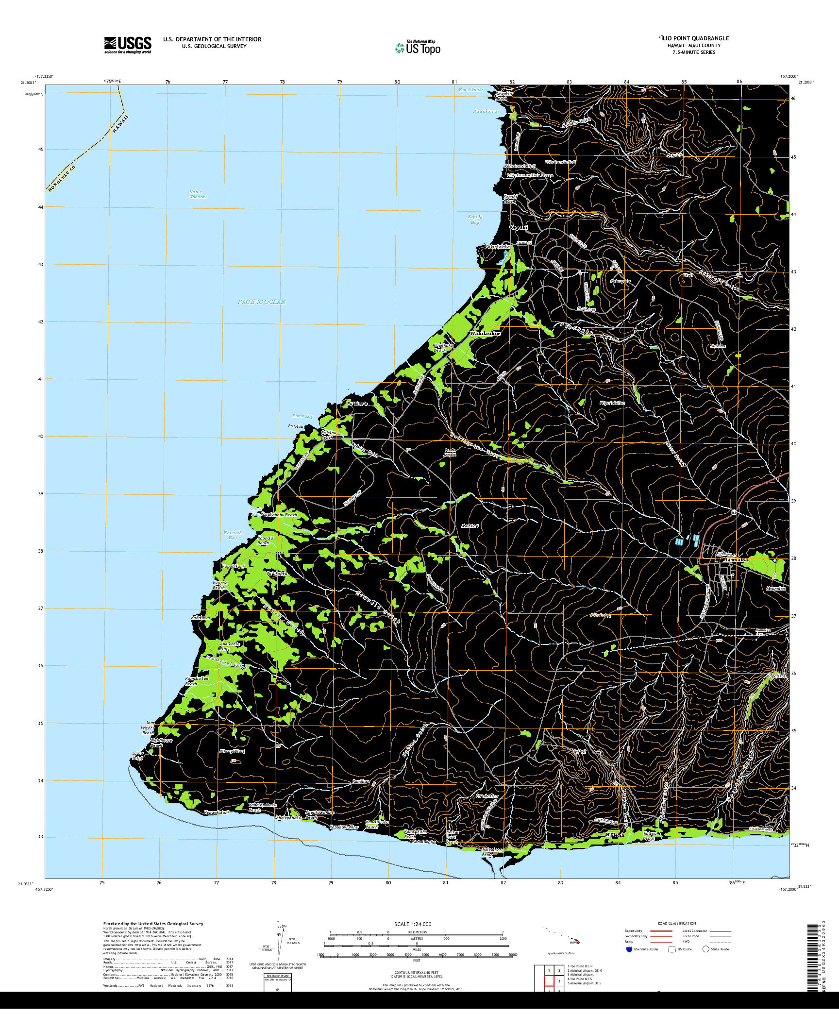 USGS US TOPO 7.5-MINUTE MAP FOR ILIO POINT, HI 2017