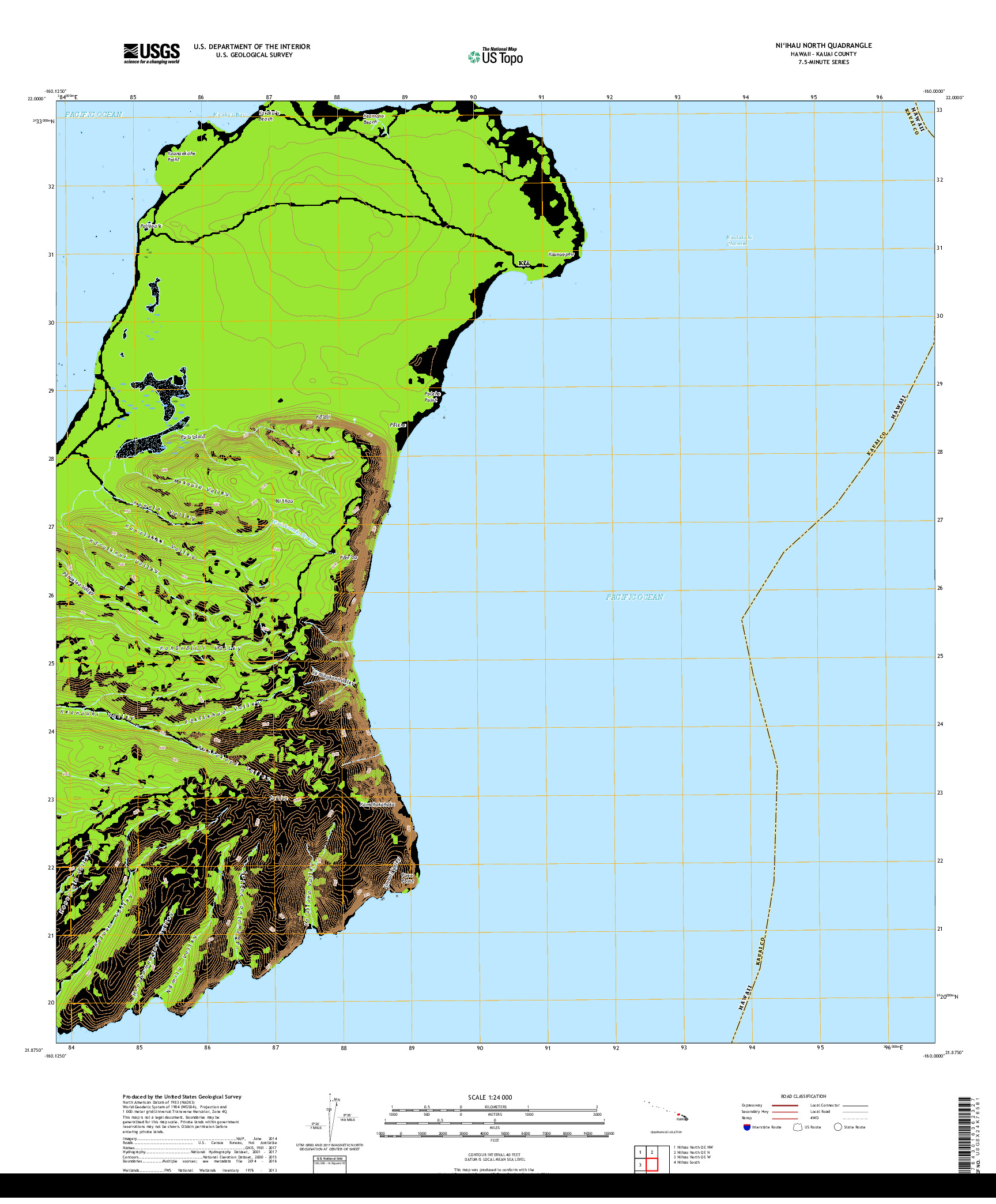 USGS US TOPO 7.5-MINUTE MAP FOR NIIHAU NORTH, HI 2017