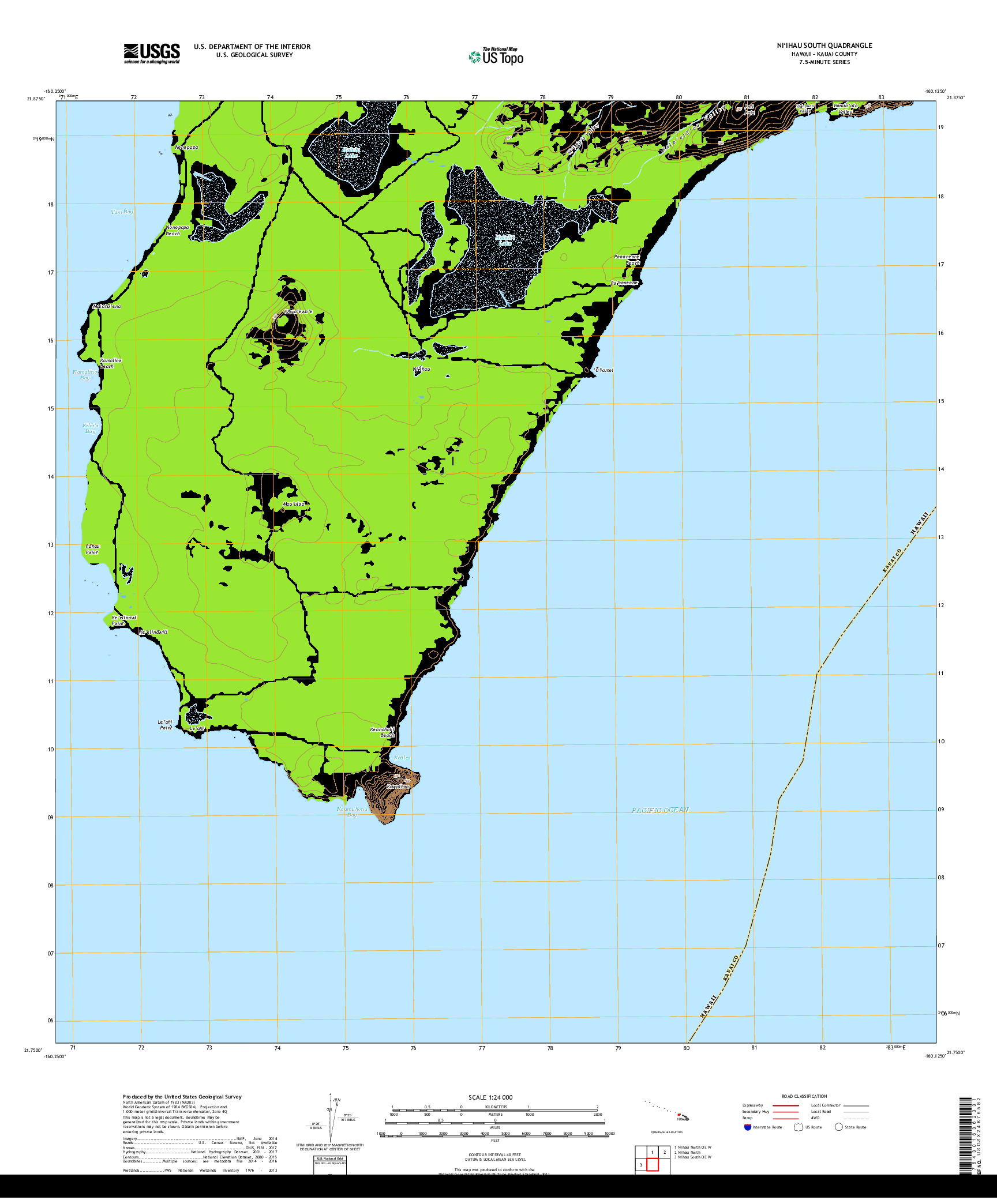 USGS US TOPO 7.5-MINUTE MAP FOR NIIHAU SOUTH, HI 2017