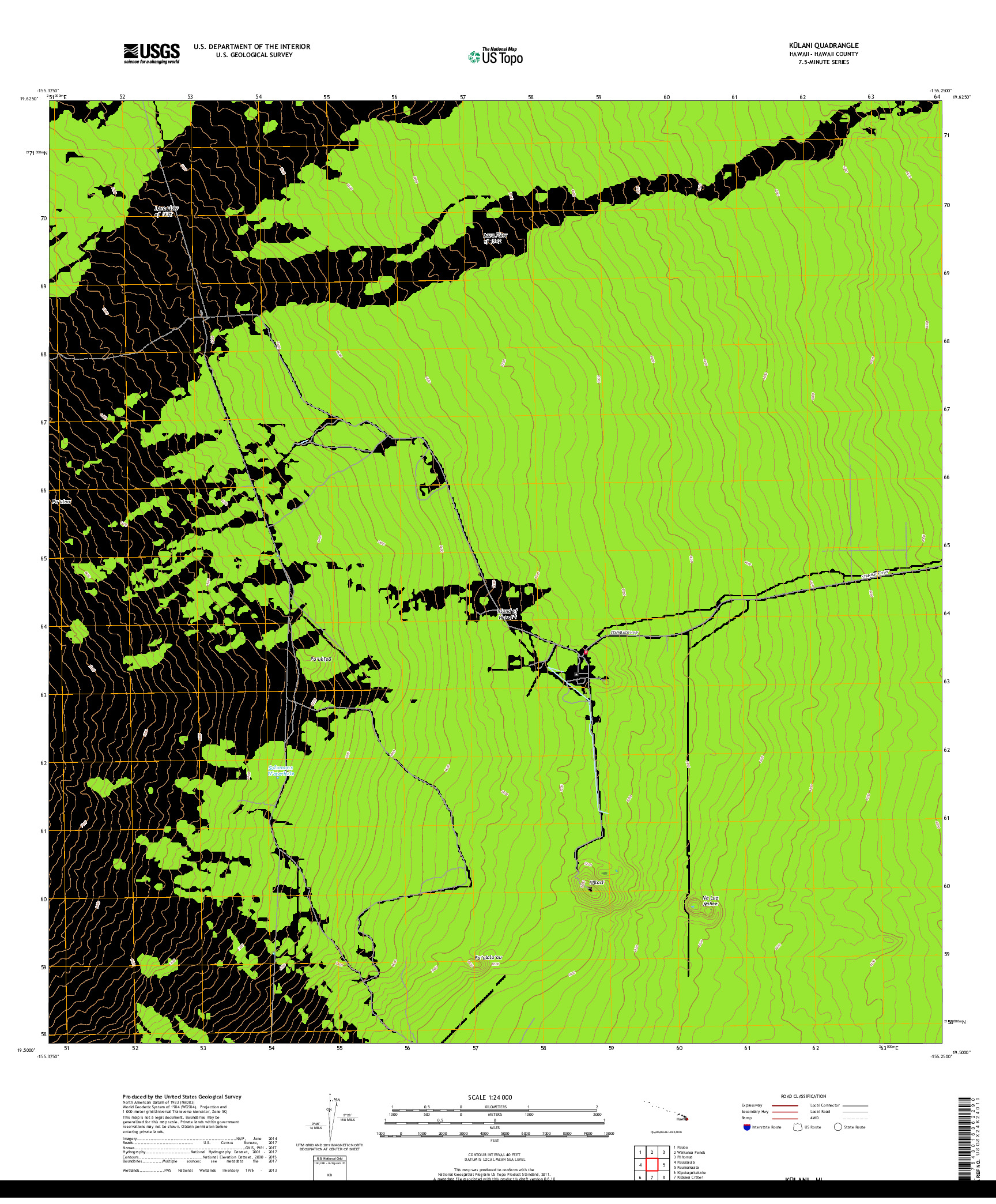 USGS US TOPO 7.5-MINUTE MAP FOR KULANI, HI 2017