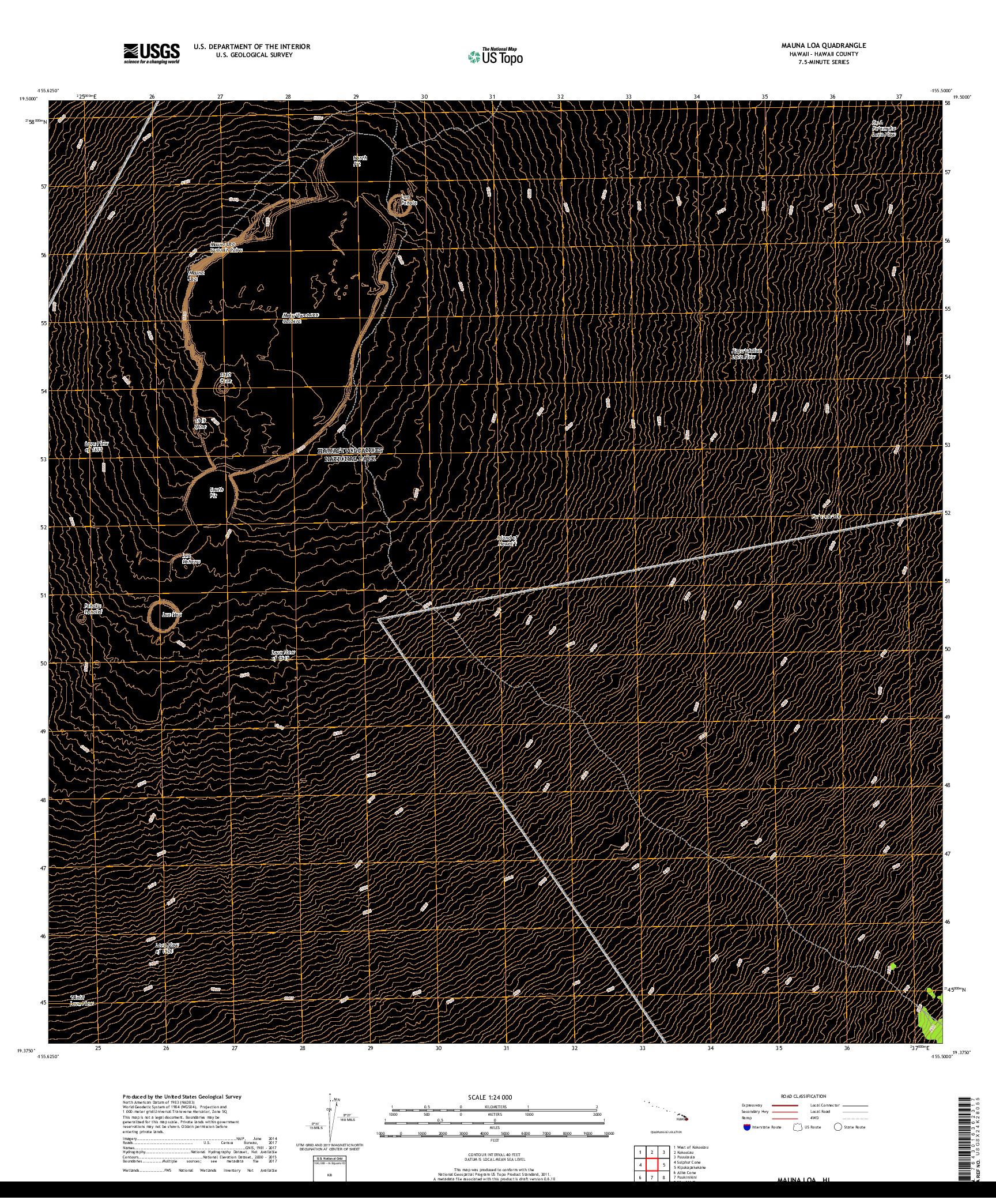 USGS US TOPO 7.5-MINUTE MAP FOR MAUNA LOA, HI 2017