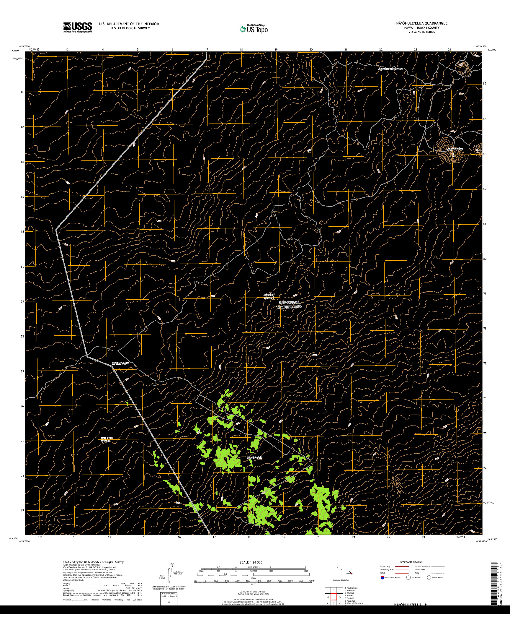 USGS US TOPO 7.5-MINUTE MAP FOR NAOHULEELUA, HI 2017