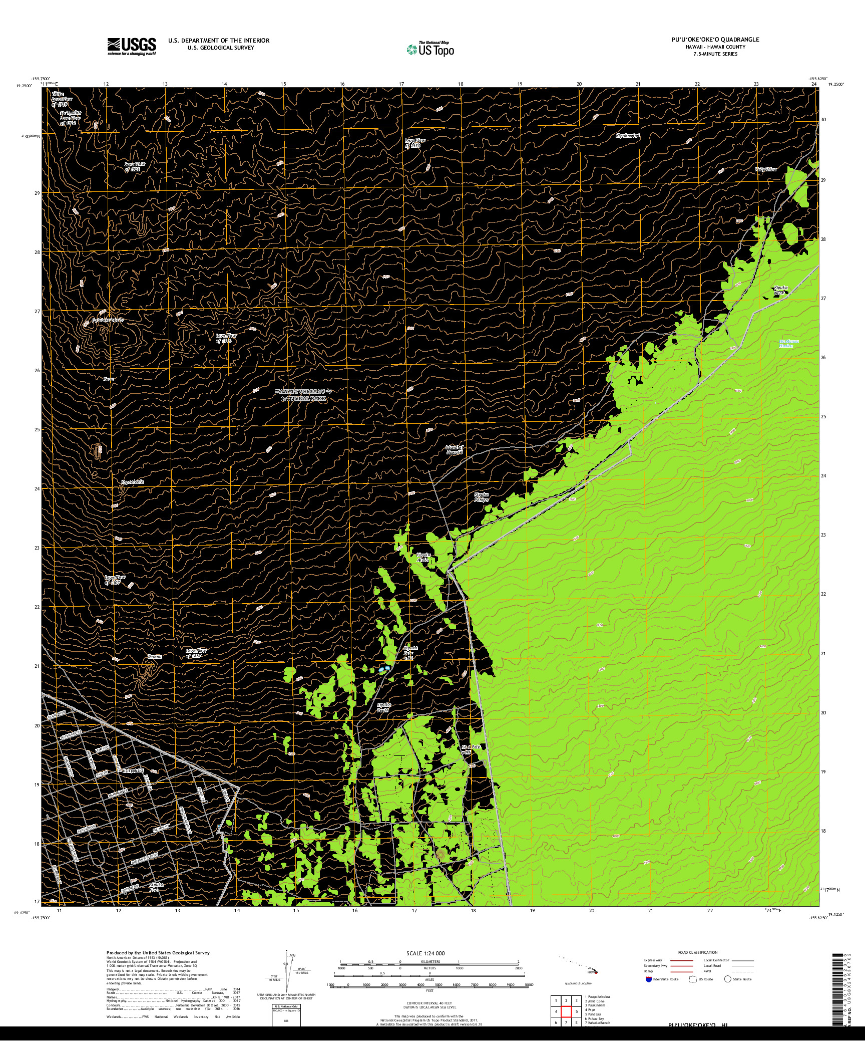 USGS US TOPO 7.5-MINUTE MAP FOR PUUOKEOKEO, HI 2017