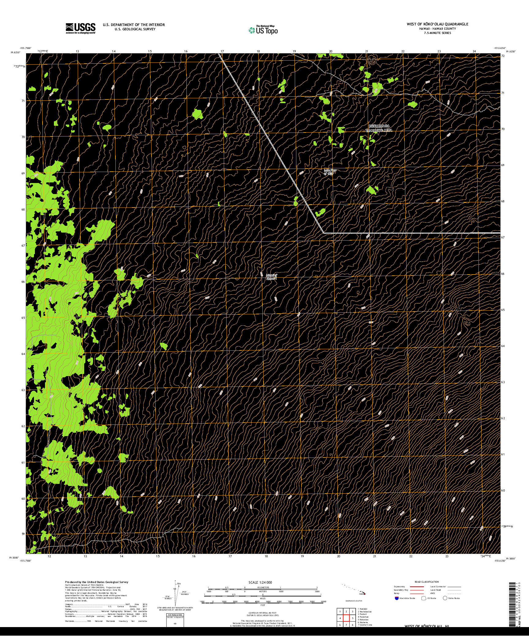 USGS US TOPO 7.5-MINUTE MAP FOR WEST OF KOKOOLAU, HI 2017