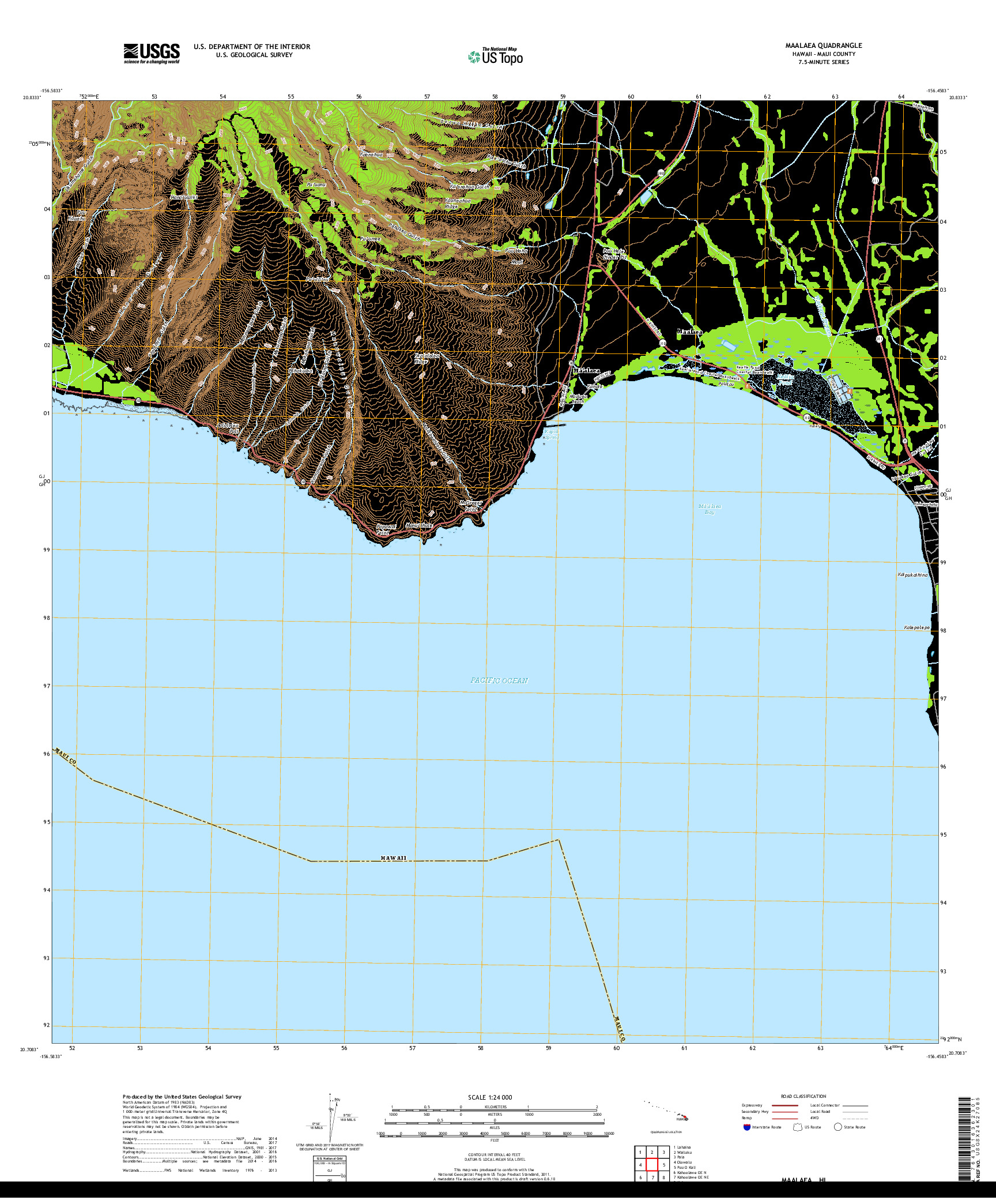 USGS US TOPO 7.5-MINUTE MAP FOR MAALAEA, HI 2017