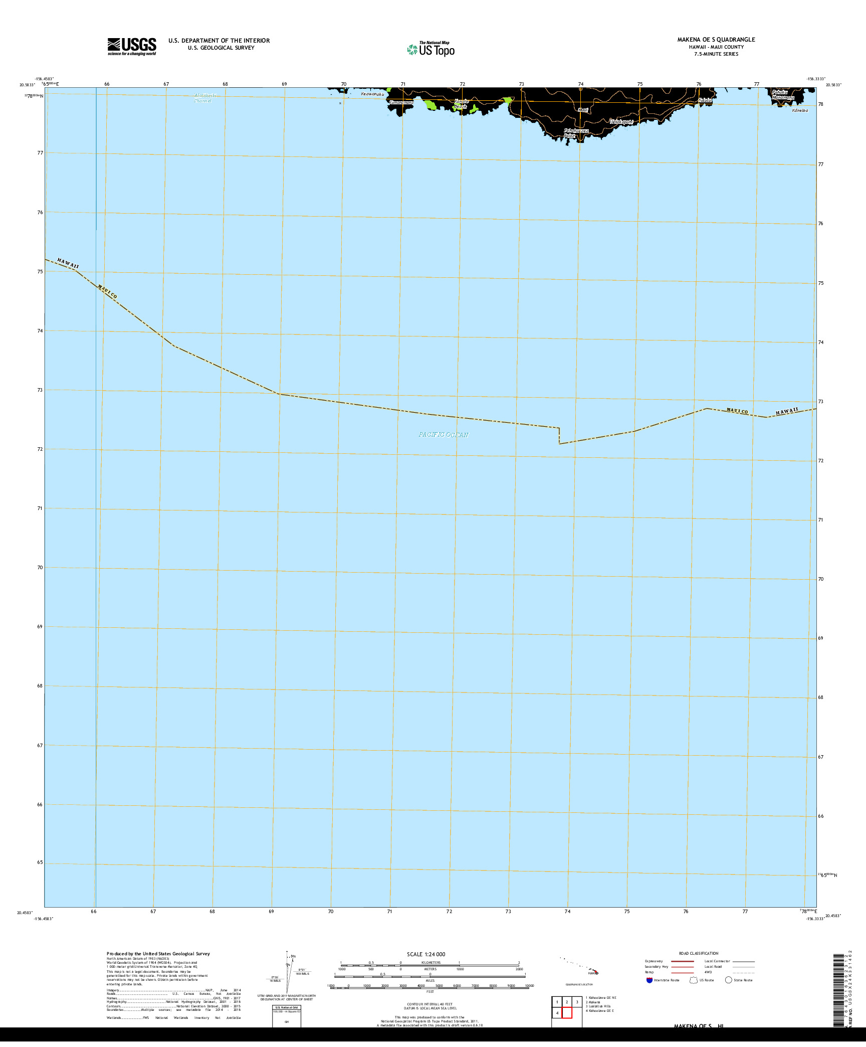 USGS US TOPO 7.5-MINUTE MAP FOR MAKENA OE S, HI 2017