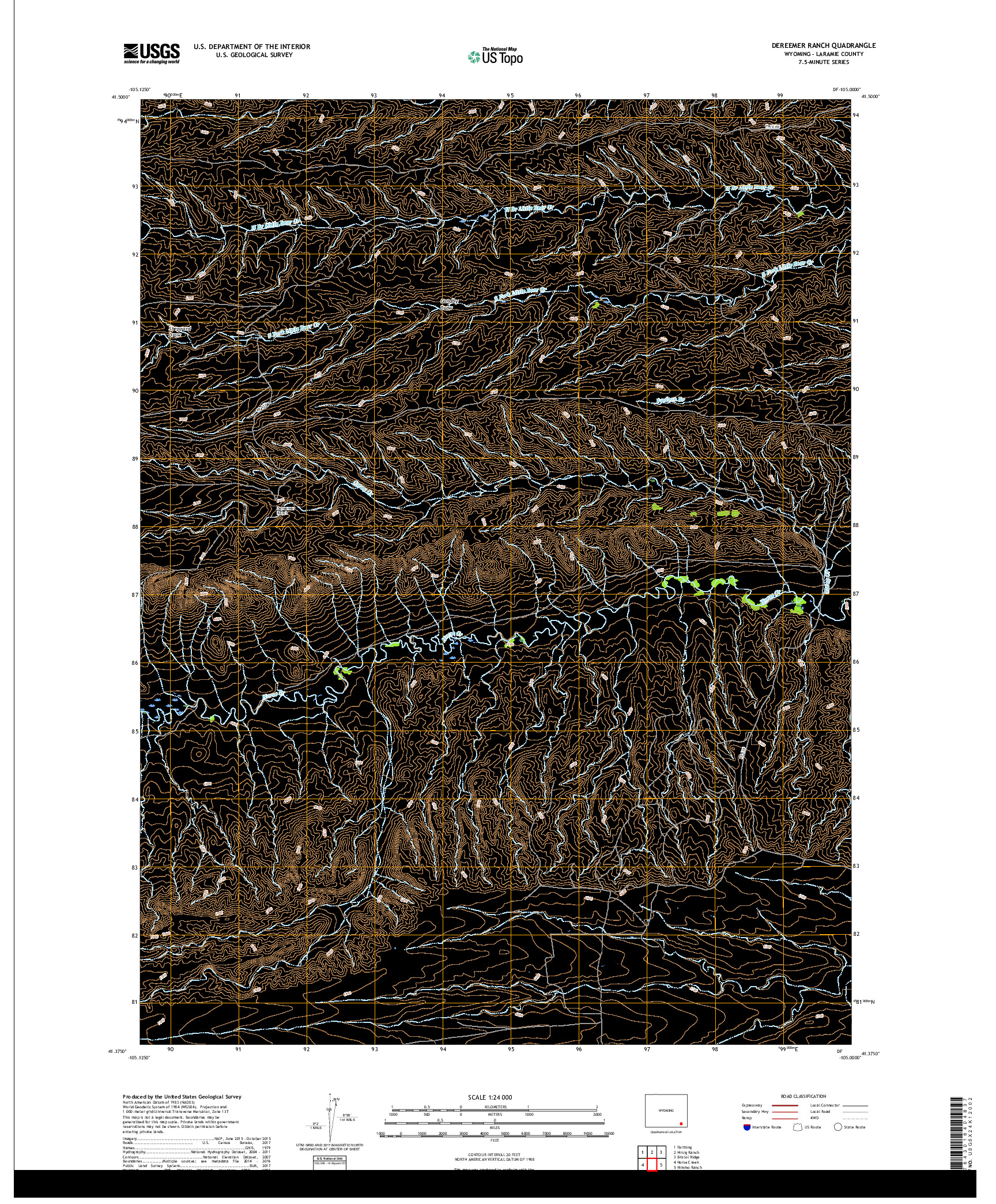 USGS US TOPO 7.5-MINUTE MAP FOR DEREEMER RANCH, WY 2018