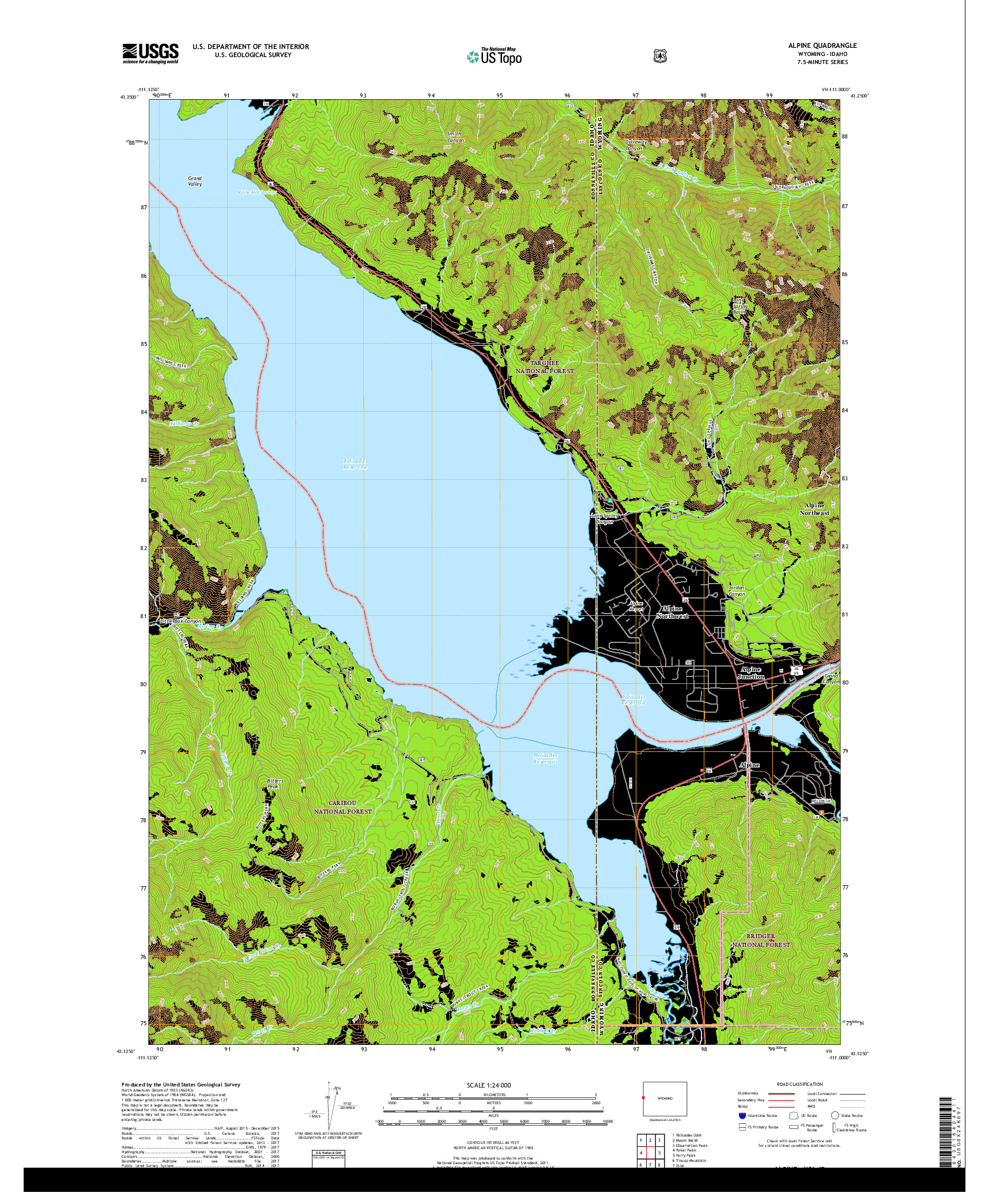 USGS US TOPO 7.5-MINUTE MAP FOR ALPINE, WY,ID 2018