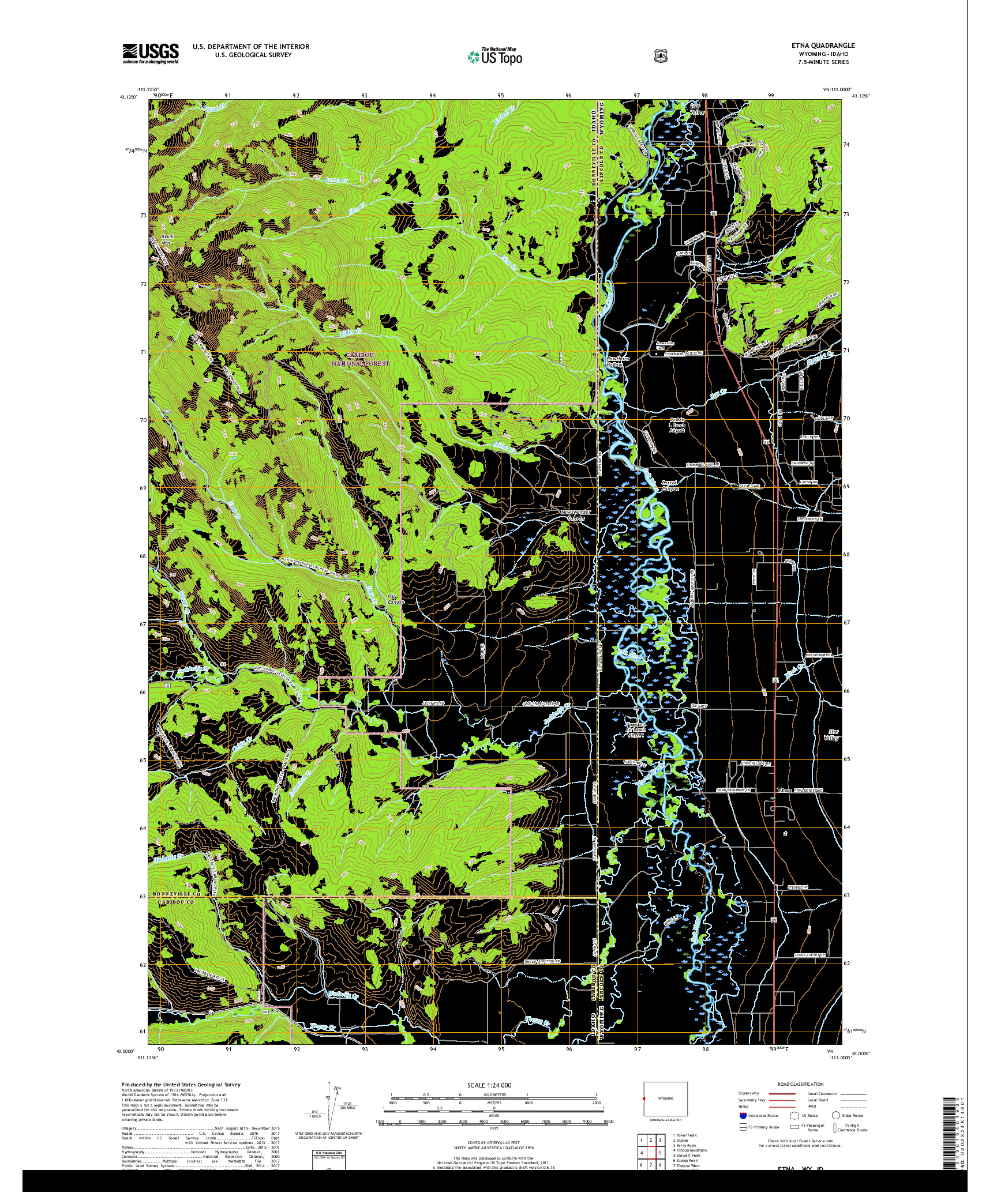 USGS US TOPO 7.5-MINUTE MAP FOR ETNA, WY,ID 2018