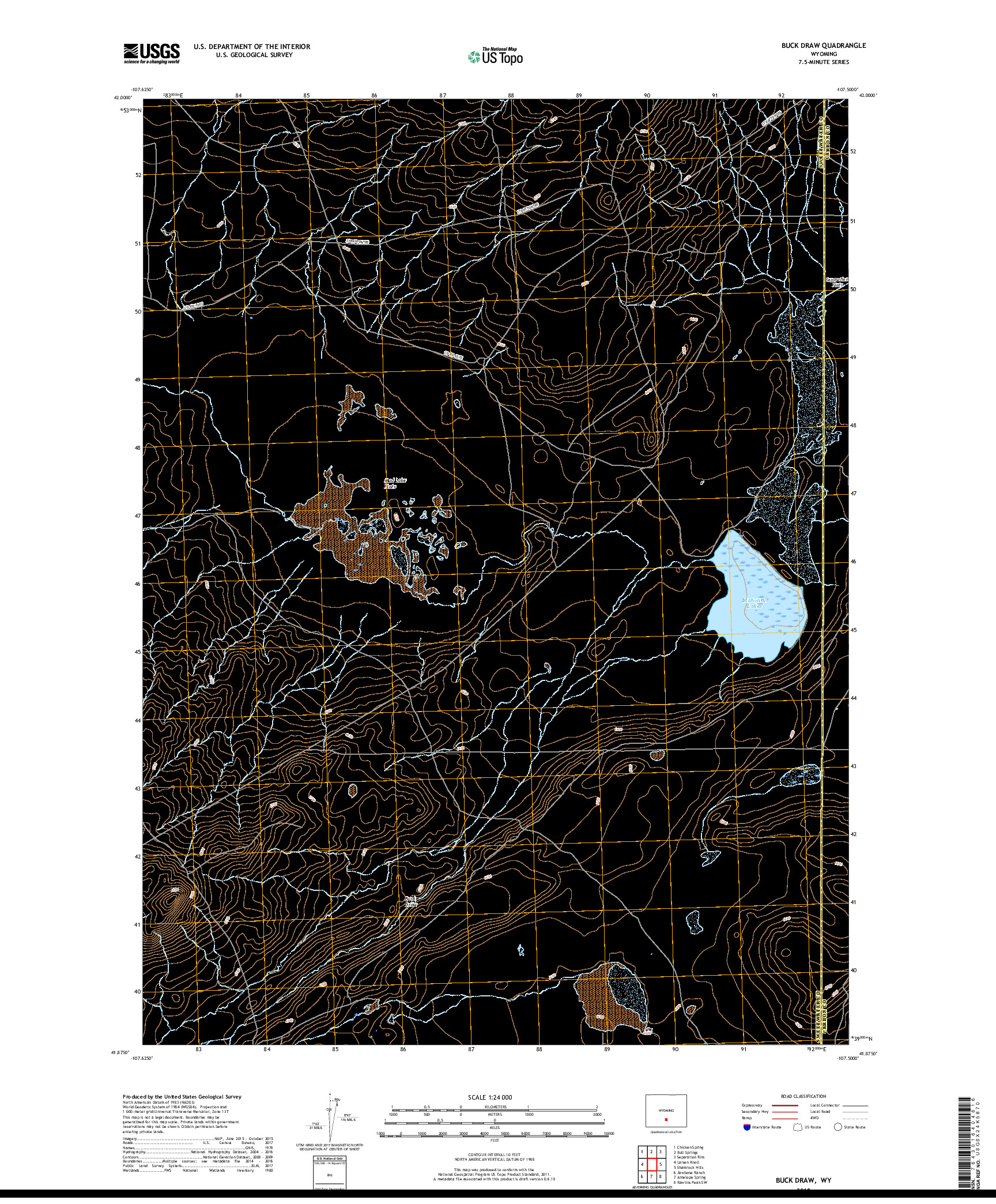 USGS US TOPO 7.5-MINUTE MAP FOR BUCK DRAW, WY 2018